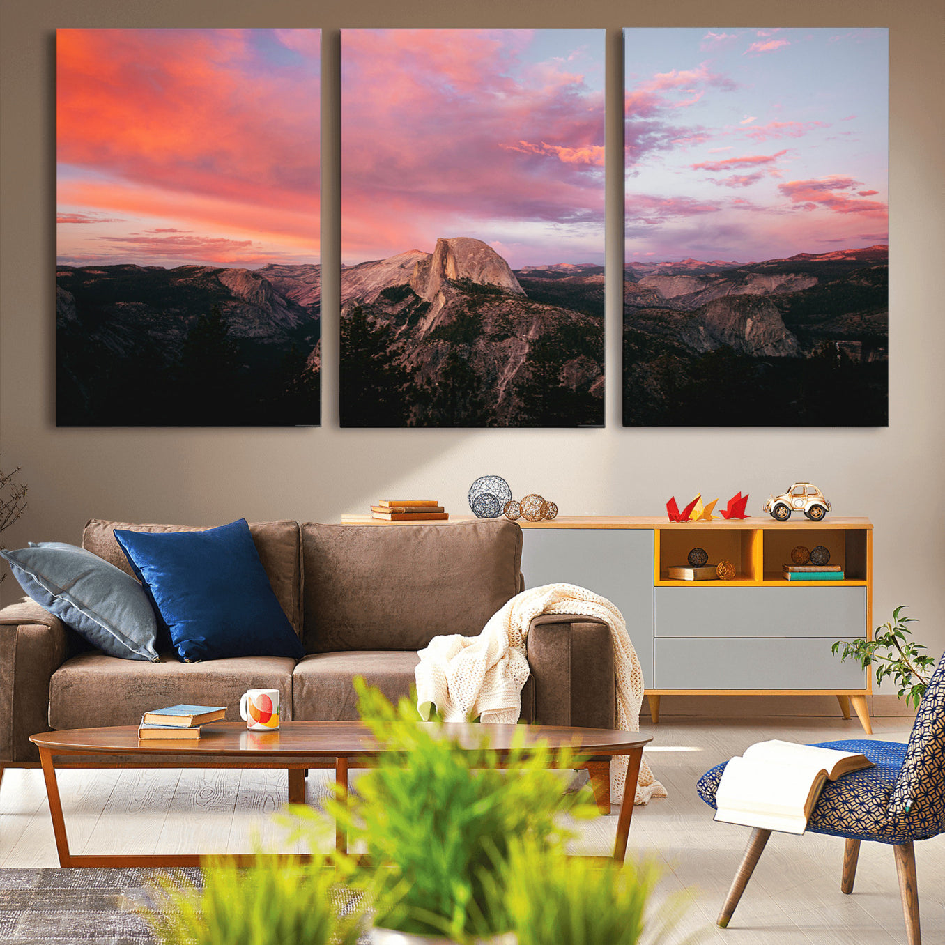 32786115-MGV-CV-36X24-Half Dome Wall Art Canvas Print – Framed Yosemite National Park Dramatic Sunset Adventurous Wilderness Artwork for Home, Office