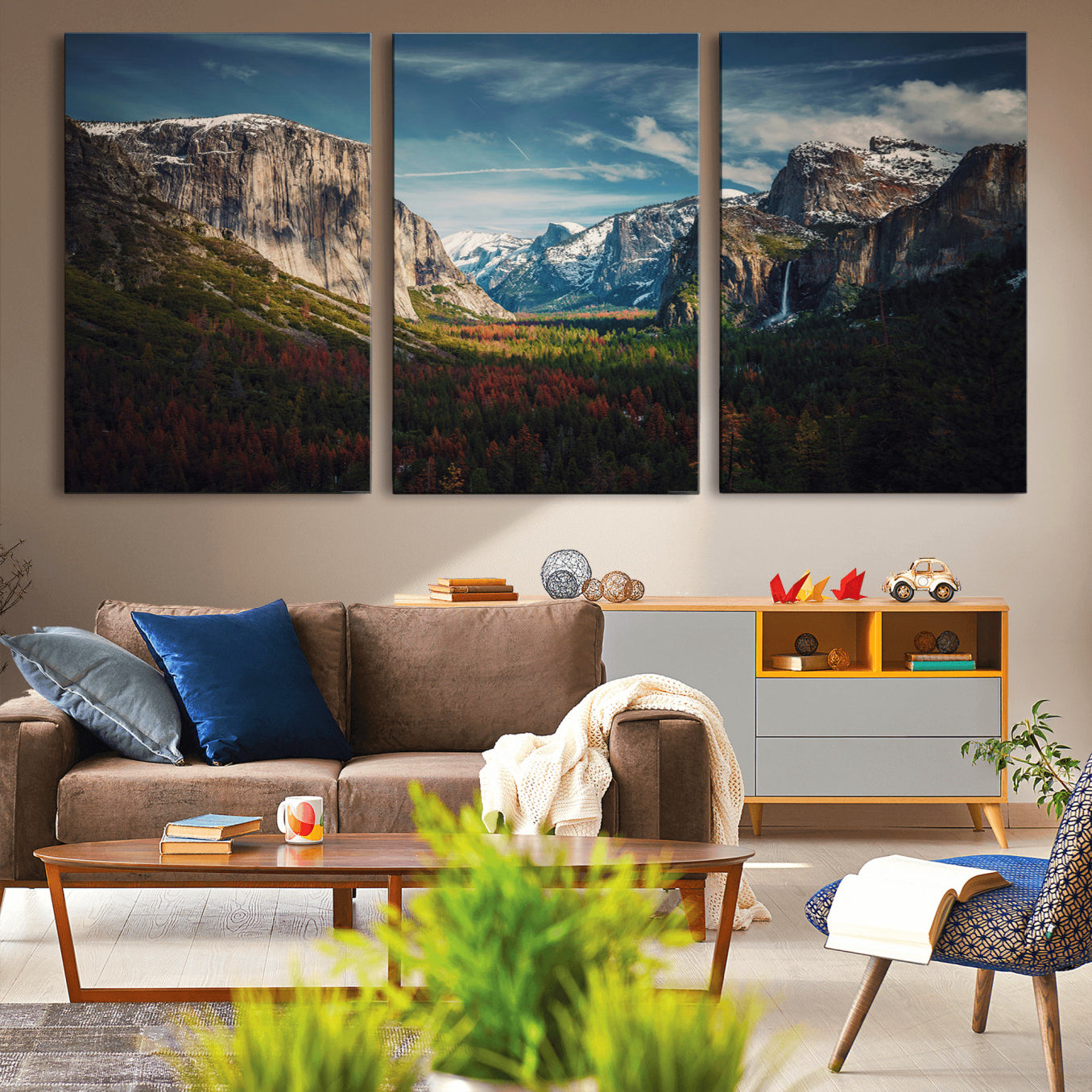 15244033-MGV-CV-36X24-Yosemite National Park Wall Art Canvas Print – Framed Mountain Landscape El Capitan Rustic Nature Artwork for Home, Office