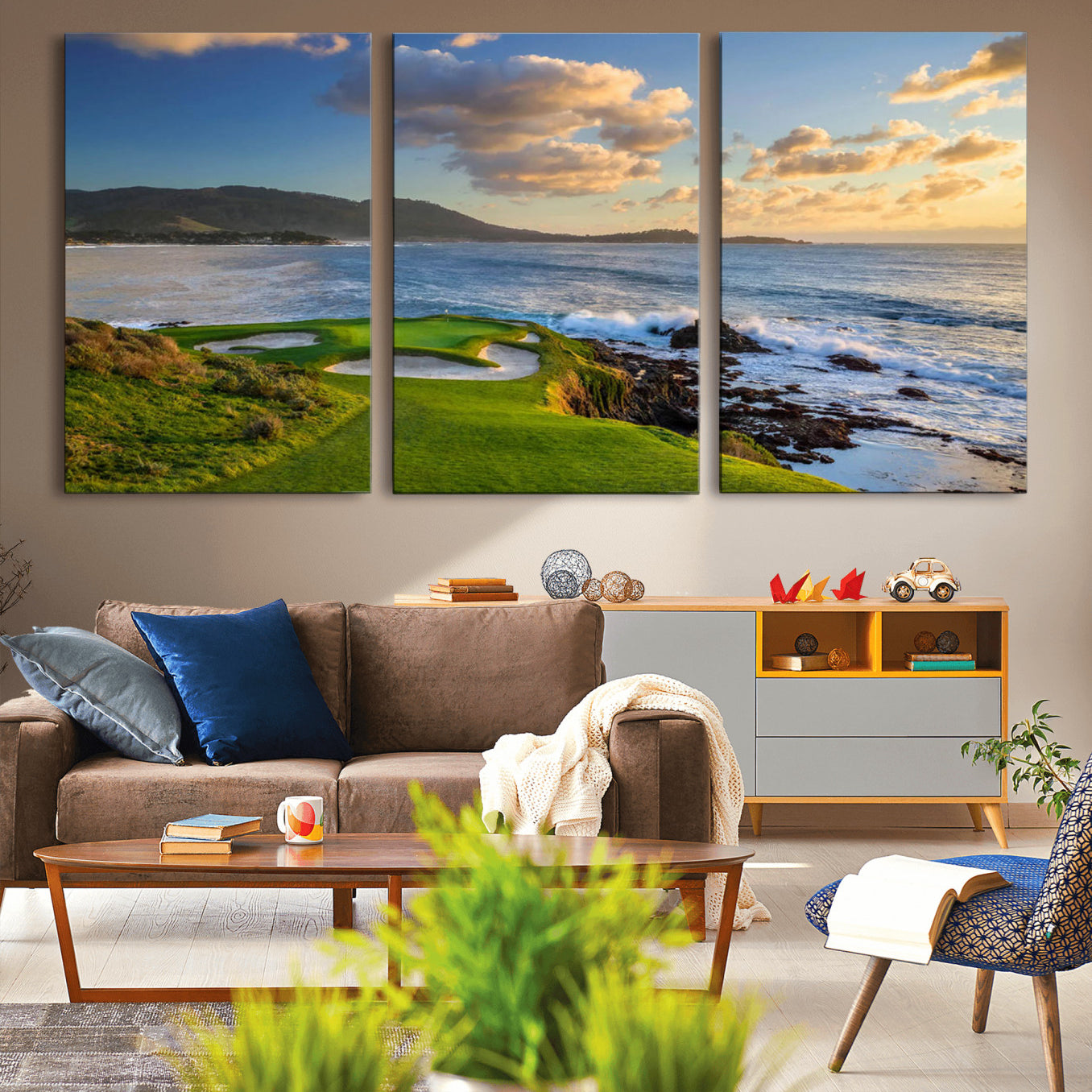 50107048-MGV-CV-36X24-Pebble Beach Golf Links Wall Art Canvas Print – Iconic Coastal Golf Course Artwork for Home, Office, Living Room