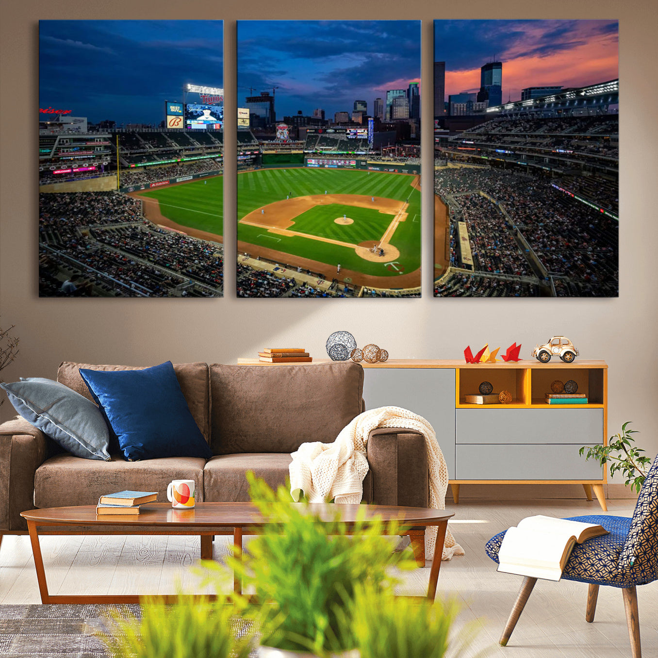 -Target Field Wall Art Canvas Print – Baseball Stadium Scene, Minneapolis Major League Baseball Artwork for Home, Office