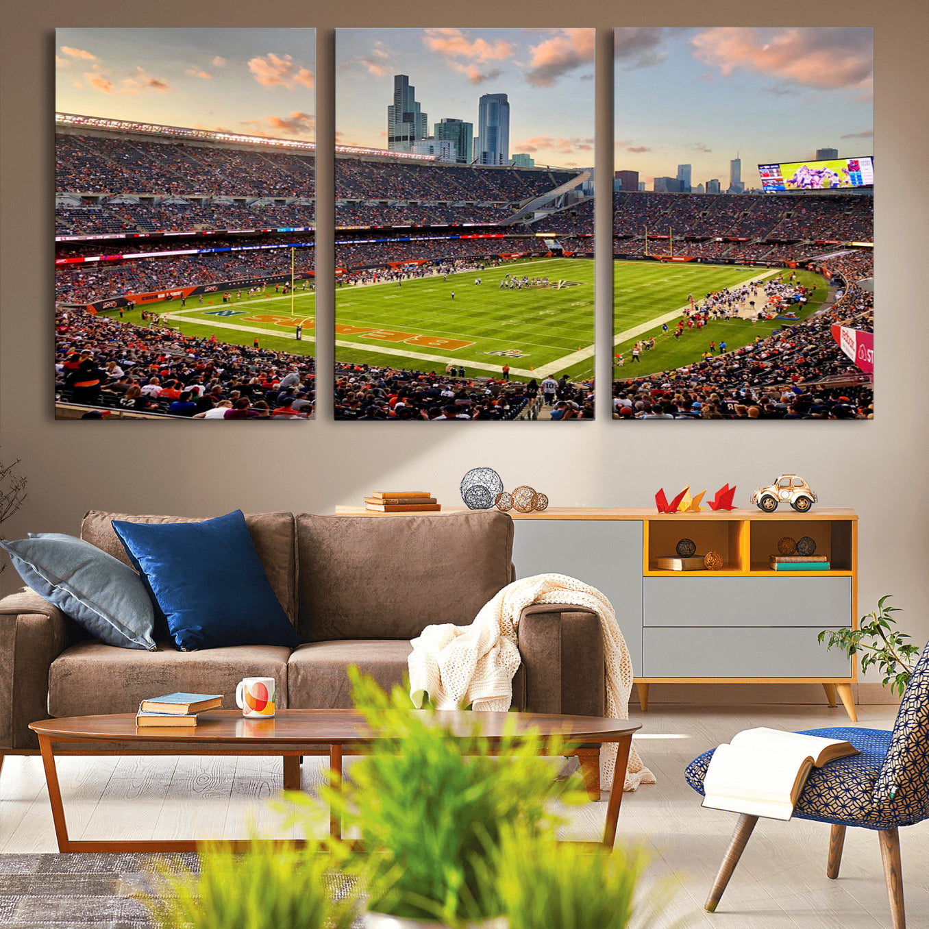 -Chicago Bears Soldiers Field Wall Art Canvas Print – Framed Football Stadium Artwork for Home, Office, Living Room