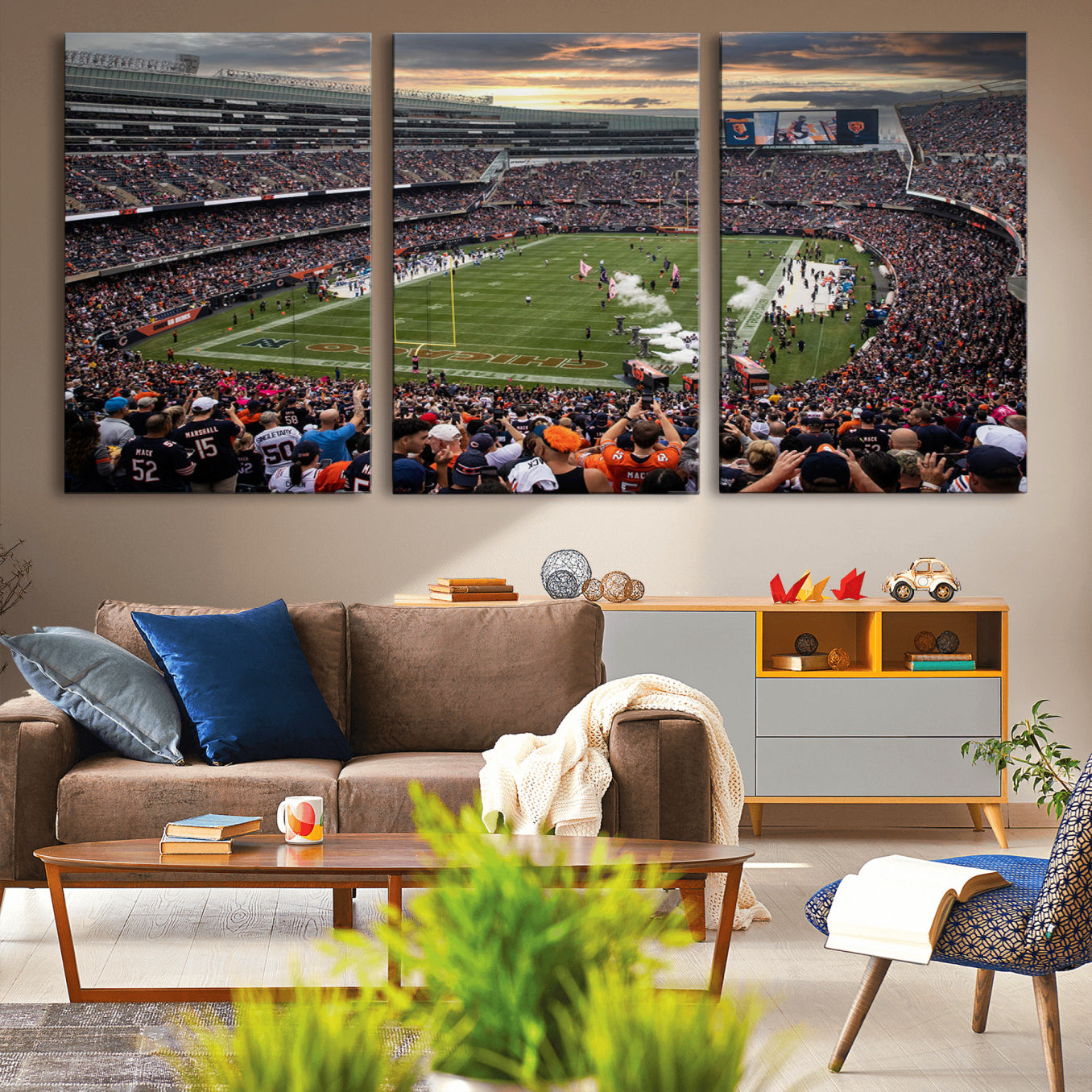 87578930-MGV-CV-36X24-Chicago Bears Soldiers Field Wall Art Canvas Print – Framed Football Stadium Artwork for Home, Office, Living Room