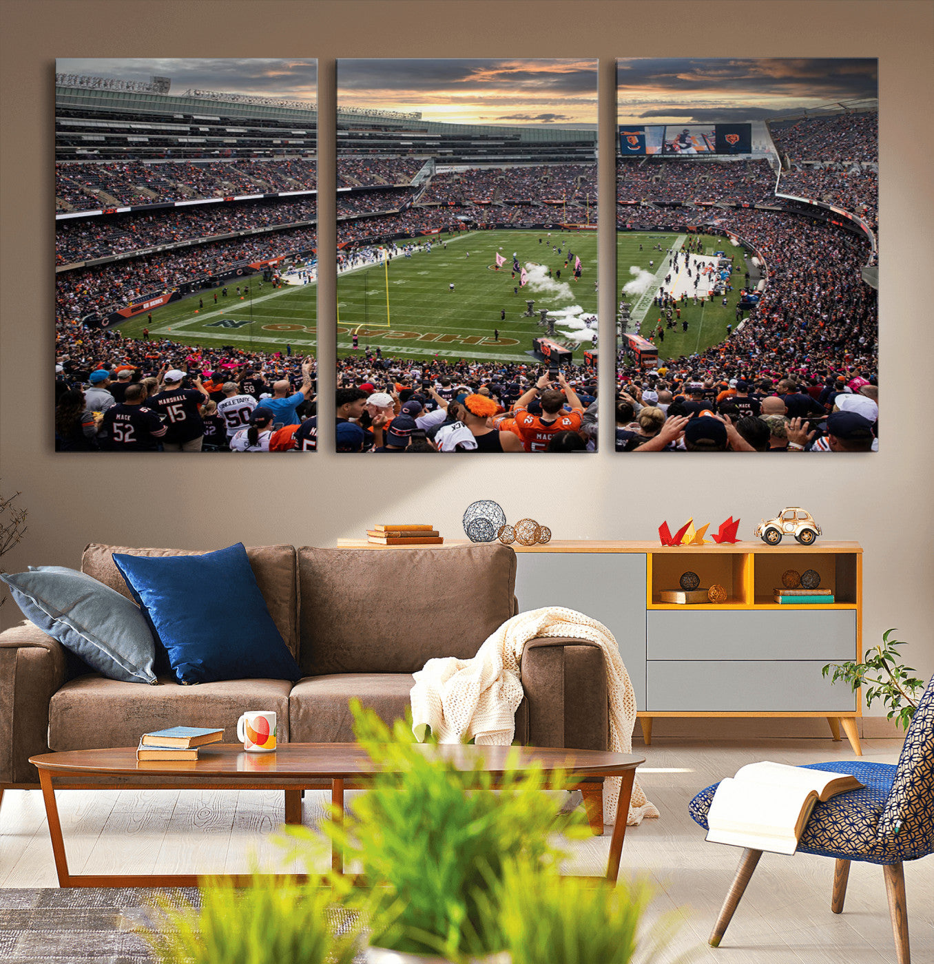 87578930-MGV-CV-36X24-Chicago Bears Soldiers Field Wall Art Canvas Print – Framed Football Stadium Artwork for Home, Office, Living Room