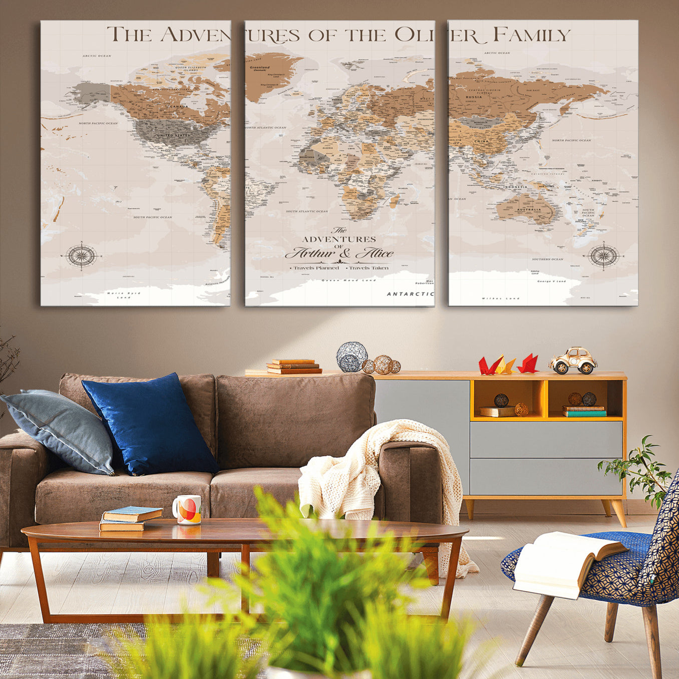 43101120-MGV-CV-36X24-Personalized Push Pin World Map Canvas – Custom Framed Travel Tracker Wall Art, Large Adventure Map with Pins for Home, Office