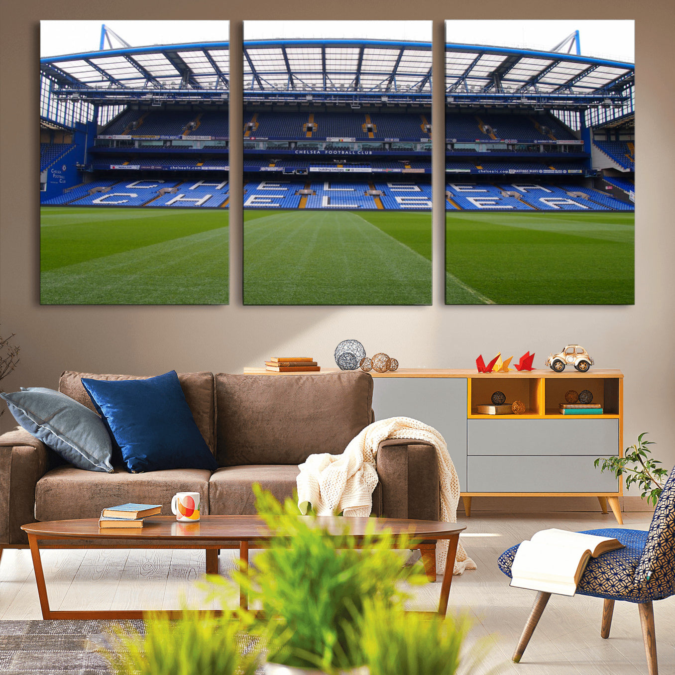 38616413CHELSA-MGV-CV-36X24-Stamford Bridge Chelsea Football Stadium Canvas Wall Art Print – Immersive Stadium Experience for