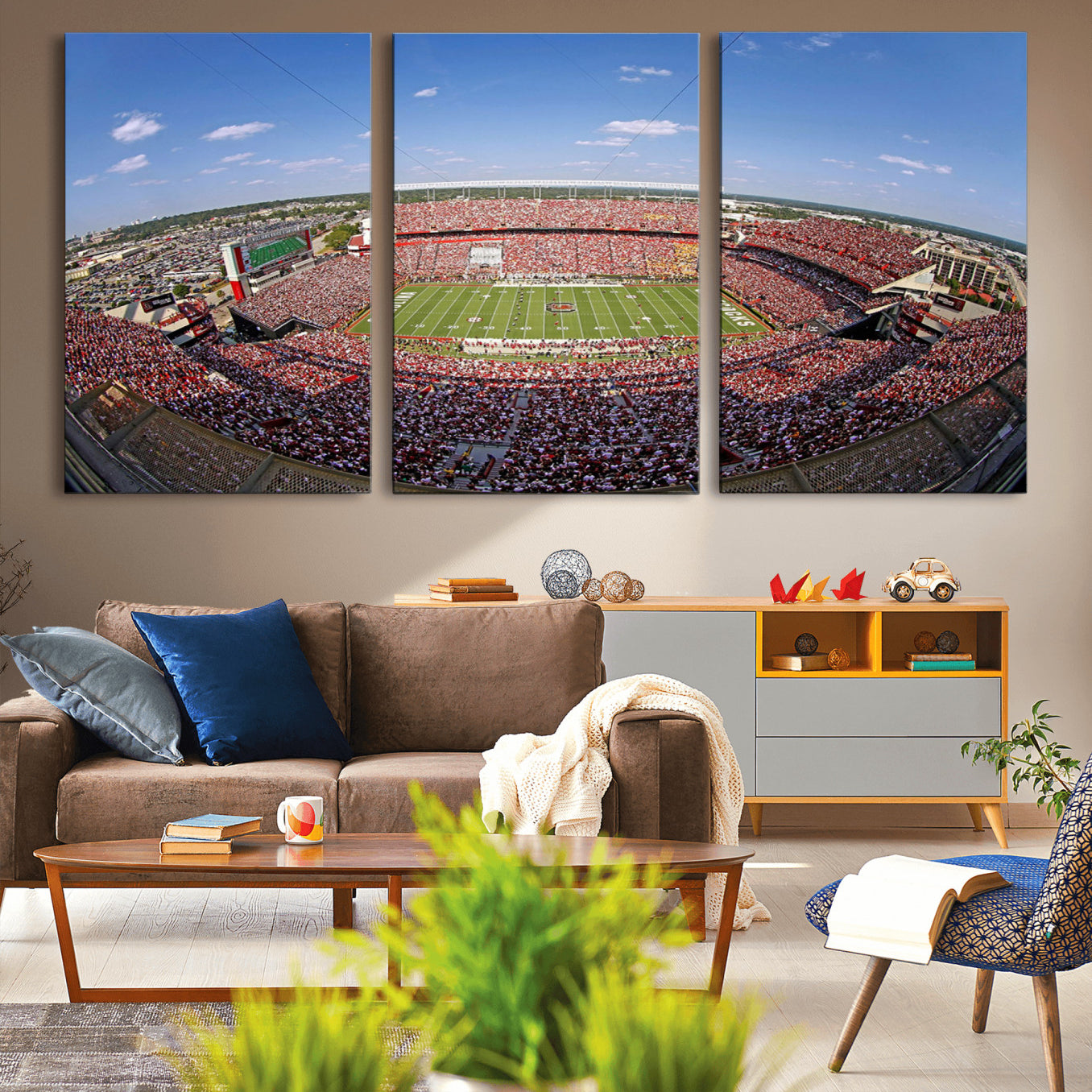 29492070-MGV-CV-60X30-3P - William Brice Stadium Wall Art Canvas Print – Stadium Crowd Sports Field Outdoor Event Football Game Artwork for Home Office