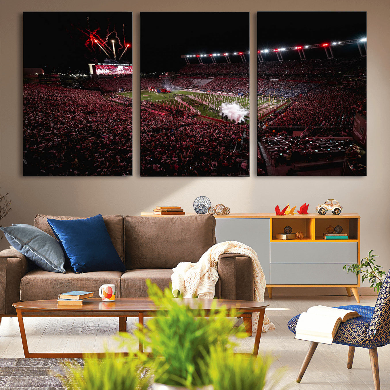 60690191-MGV-CV-60X30-3P - William Brice Stadium Wall Art Print – Baseball Game Room Artwork Print for Basement Dorm, Home, Office