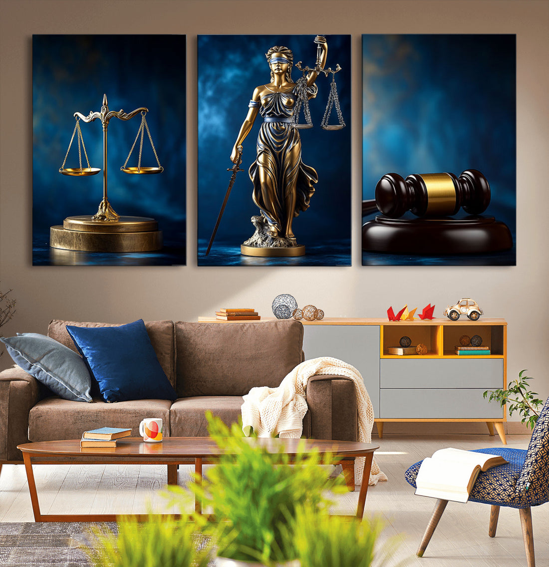 Justice Scales Statue Wall Art, Lady Justice Canvas Print