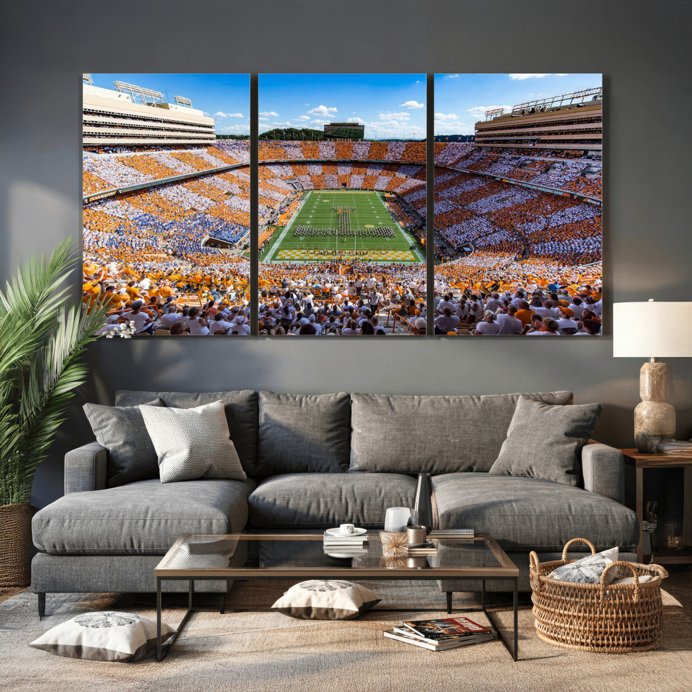 77097951-MGV-CV-36X24 - Tennessee Neyland Stadium Wall Art, Sports Arena Canvas Print, Panoramic Stadium Canvas Artwork for Home, Office
