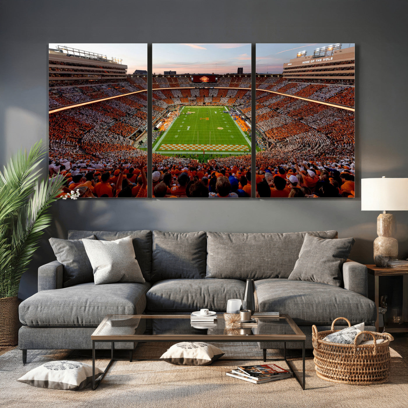 37160229-MGV-CV-36X24 - Tennessee Neyland Stadium Wall Art, Sports Arena Canvas Print, Panoramic Stadium Canvas Artwork for Home, Office