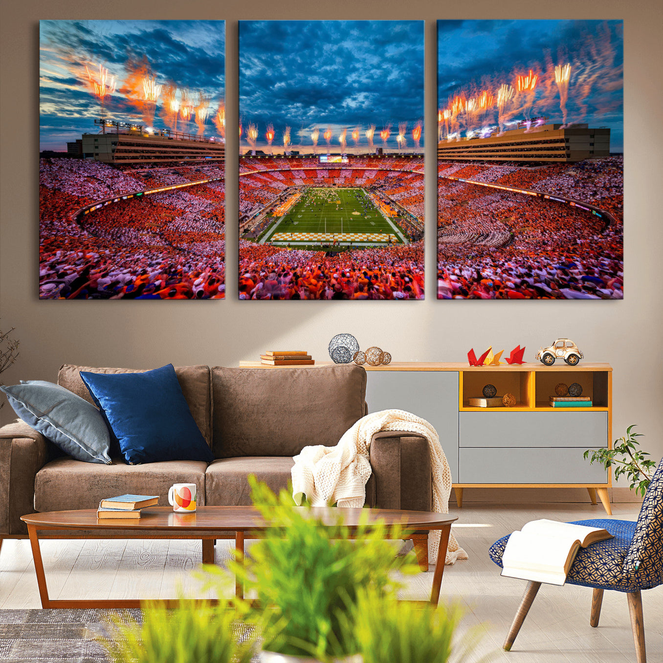 94266219-MGV-CV-36X24-Tennessee Neyland Stadium Wall Art, Sports Arena Canvas Print, Panoramic Stadium Artwork for Home, Office