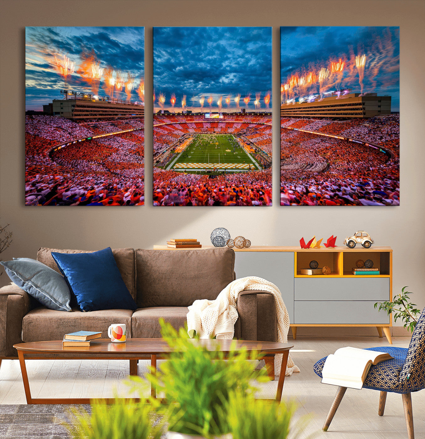 94266219-MGV-CV-36X24-Tennessee Neyland Stadium Wall Art, Sports Arena Canvas Print, Panoramic Stadium Artwork for Home, Office