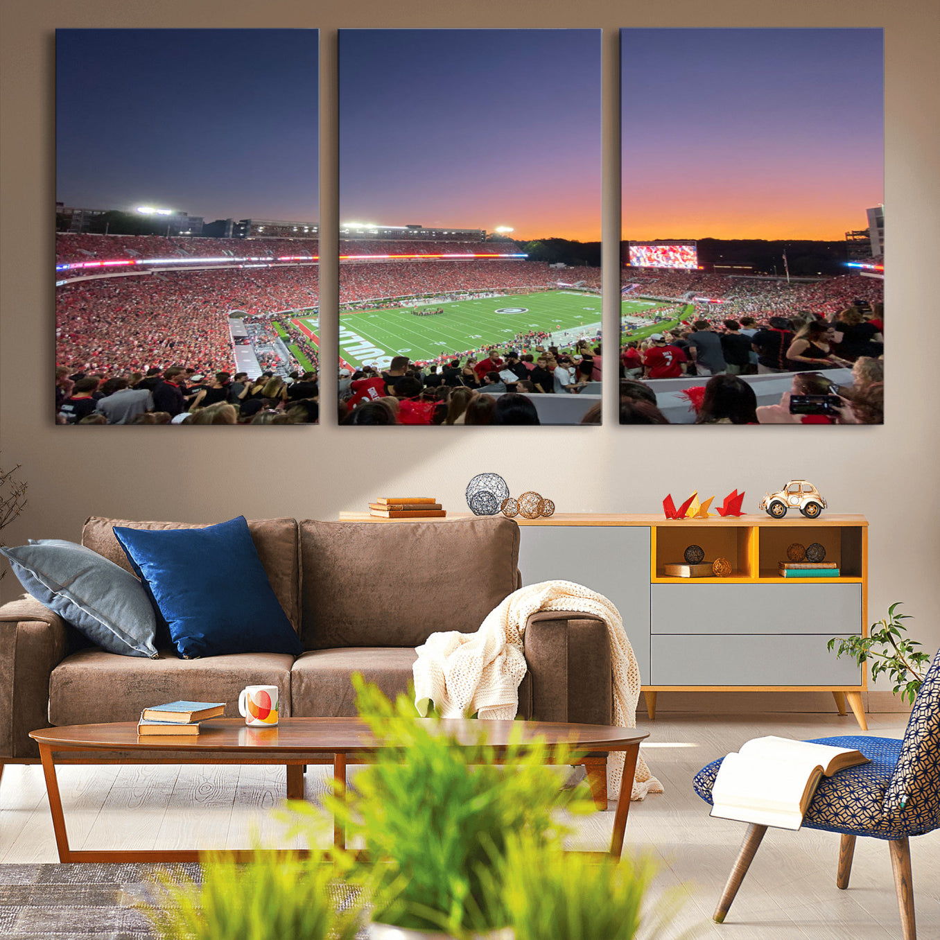25139565-MGV-CV-48X32-3P-Dooley Stadium Wall Art Print, Sports Arena Canvas Wall Art, Dooley Field at Sanford Stadium Canvas