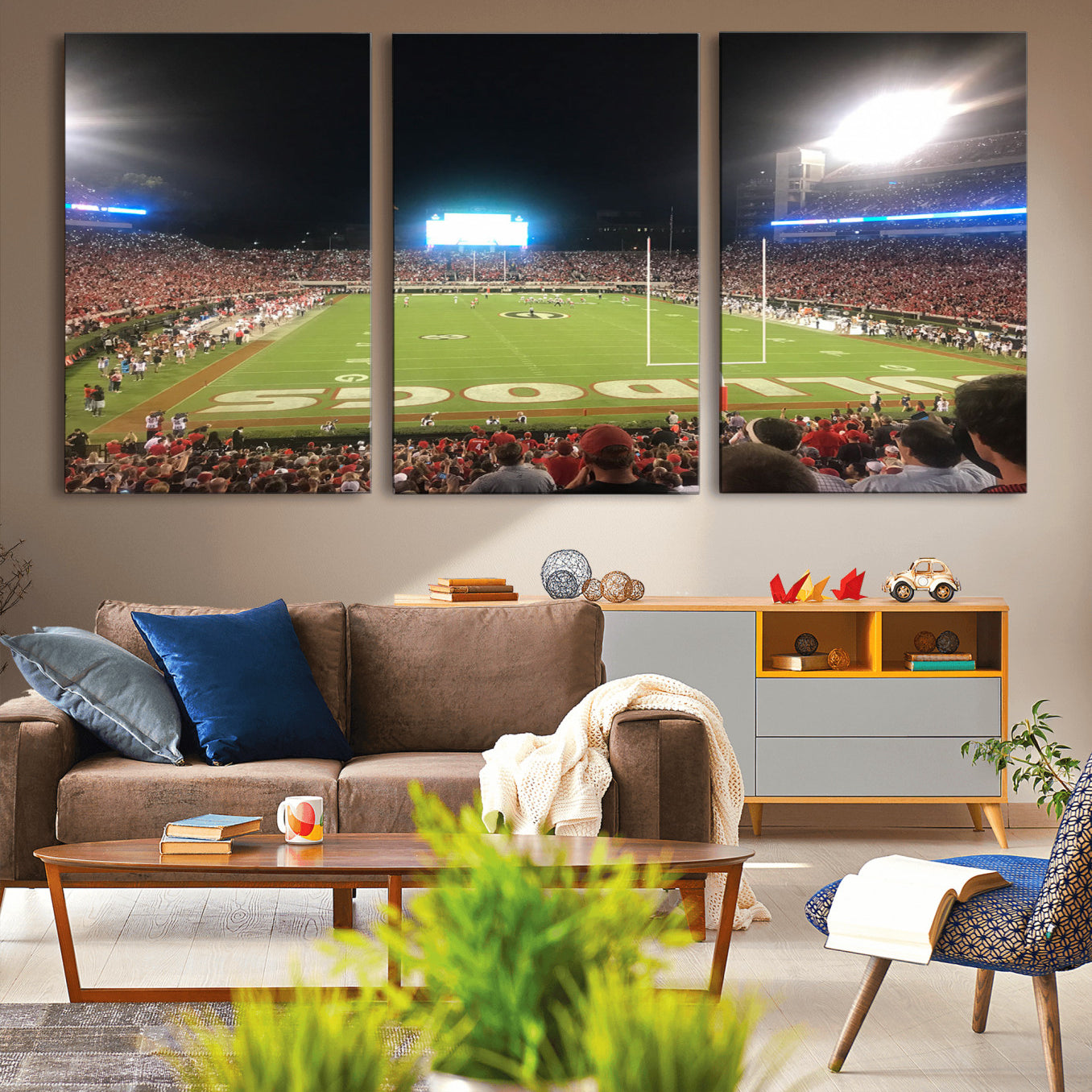 MGV-CV-60X30-3P - Dooley Stadium Wall Art Print, Sports Arena Canvas Wall Art, Panoramic Stadium Canvas Print, Modern