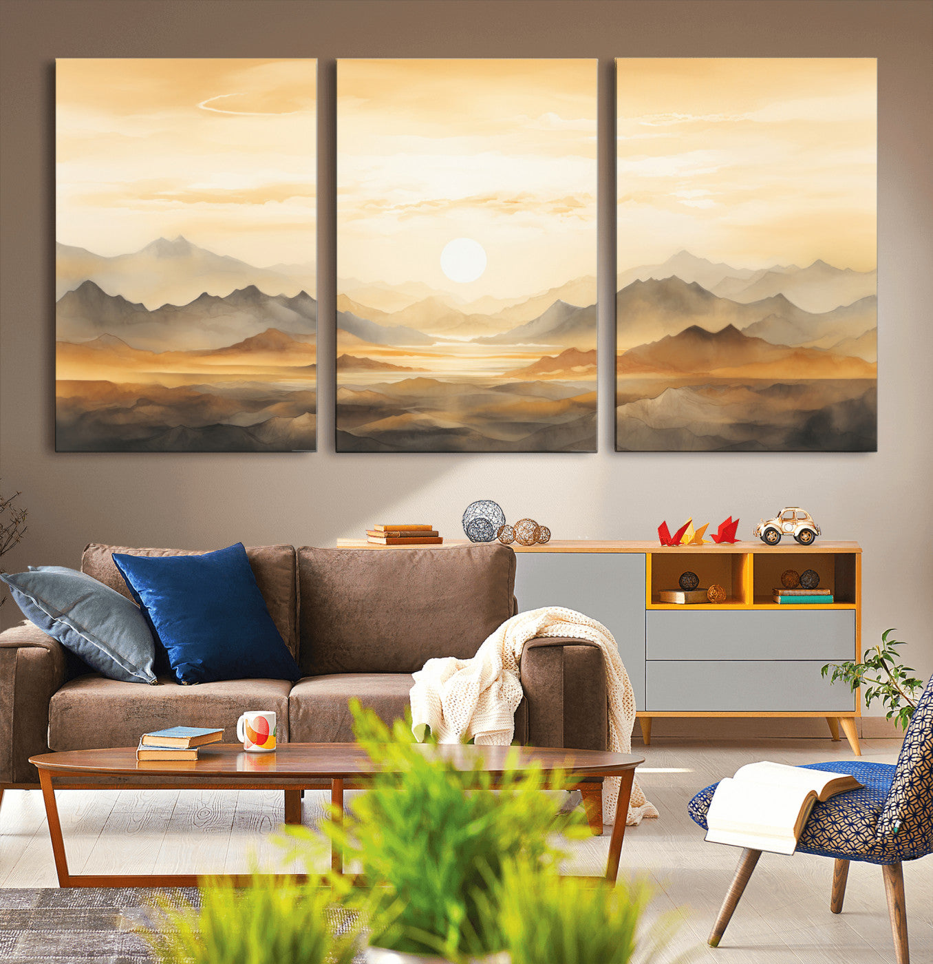 Nihat1-29-MGV-CV-36X24-Sepia Color Abstract Mountain Wall Art Canvas Print