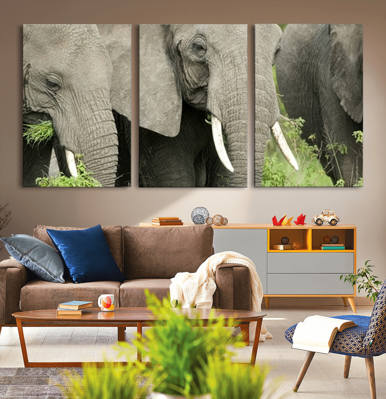 39051-MGV-CV-36X24-Wild Elephant Wall Art Canvas Print