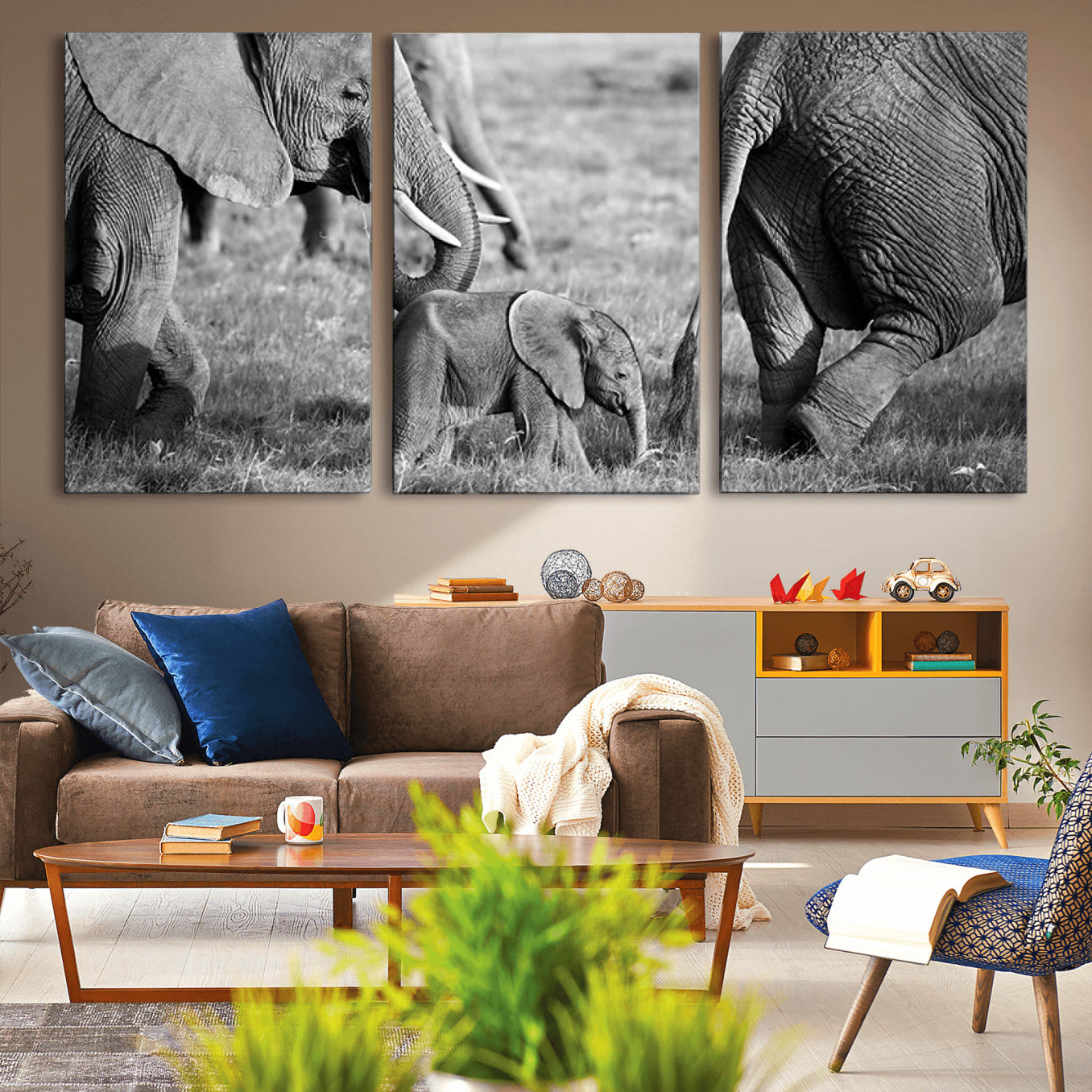 -Wild Elephant Wall Art Canvas Print
