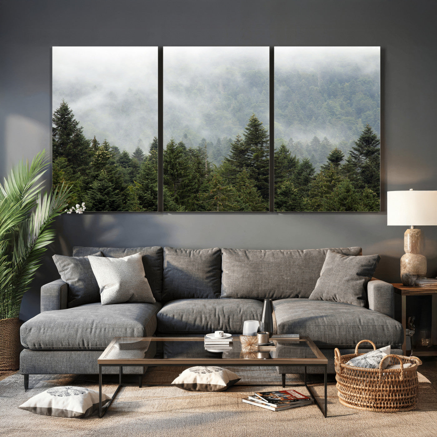 37010054-MGV-CV-36X24 - Misty Mountain Forest Wall Art Canvas Print