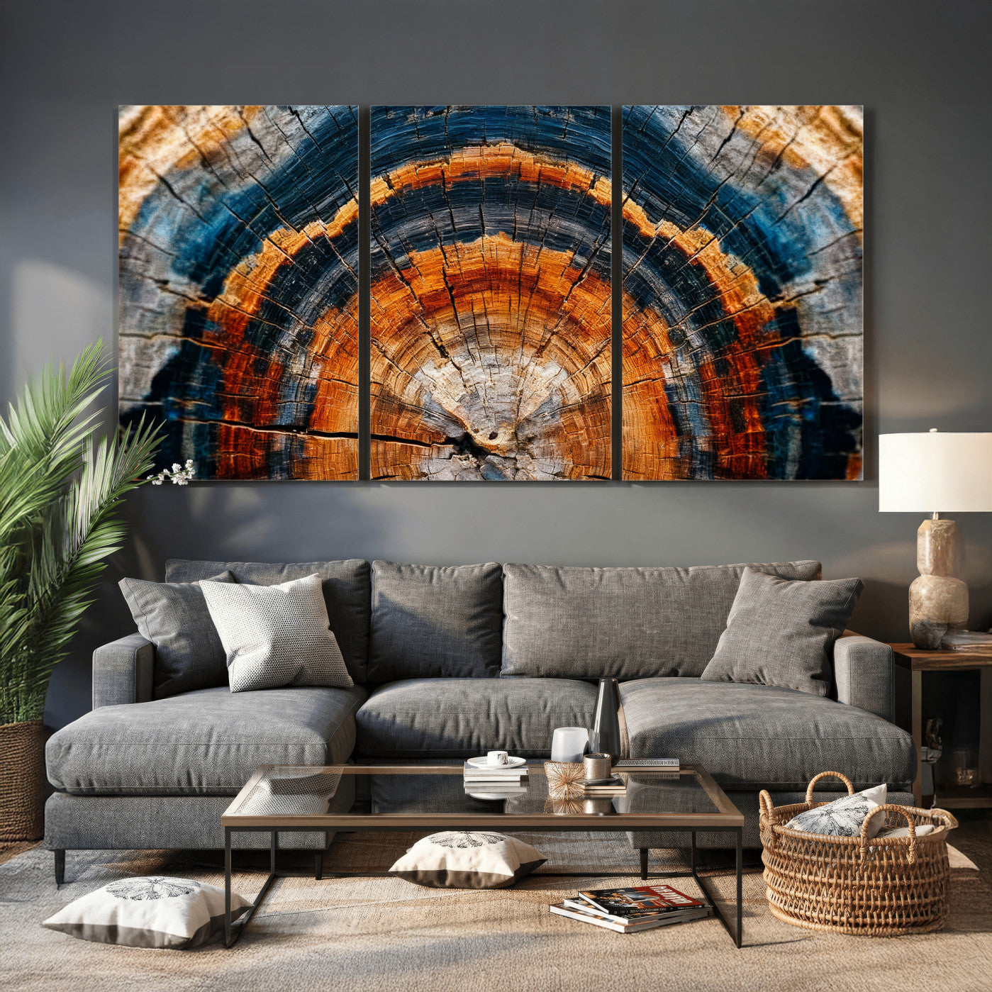 92693966N-MGV-CV-36X24 - Abstract Wood Grain Canvas Print, Tree Ring Pattern Wall Art, Framed Canvas Ready to Hang