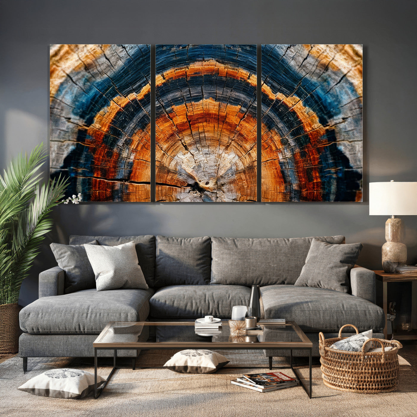 92693966N-MGV-CV-36X24 - Abstract Wood Grain Canvas Print, Tree Ring Pattern Wall Art, Framed Canvas Ready to Hang