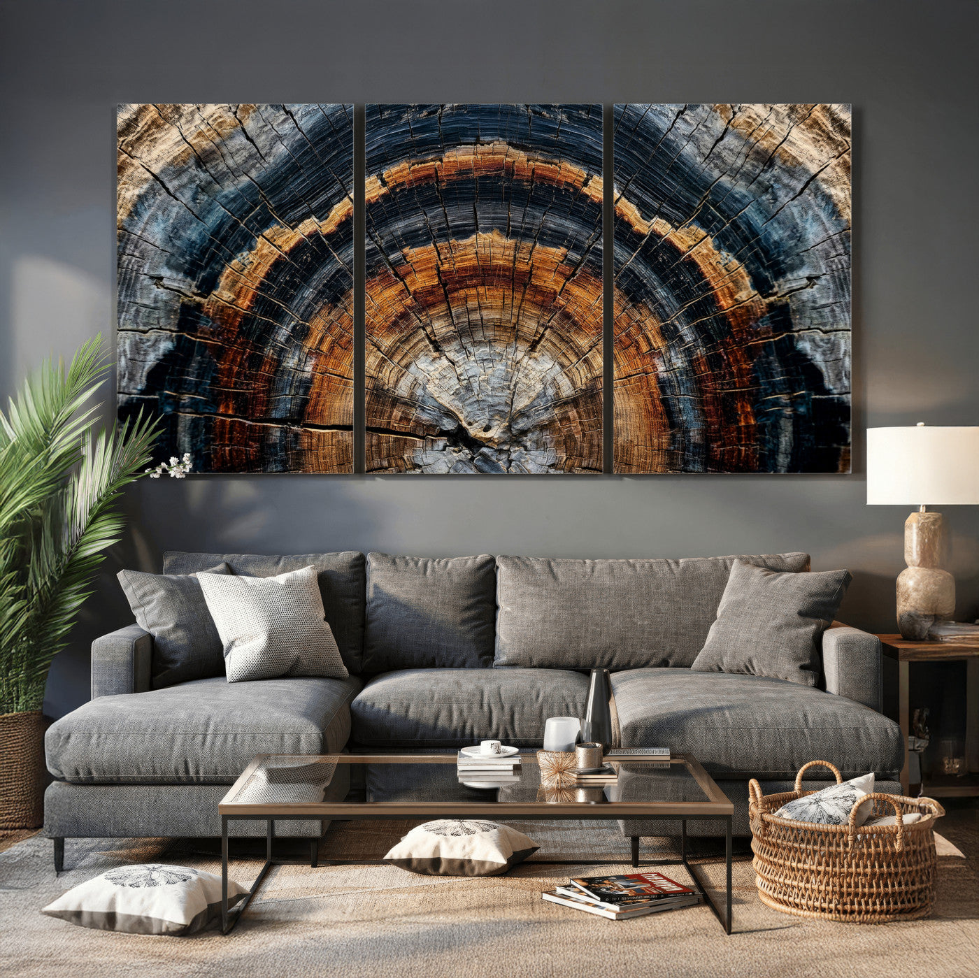 92693966A-MGV-CV-36X24 - Abstract Wood Grain Canvas Print, Tree Ring Pattern Wall Art, Framed Canvas Ready to Hang