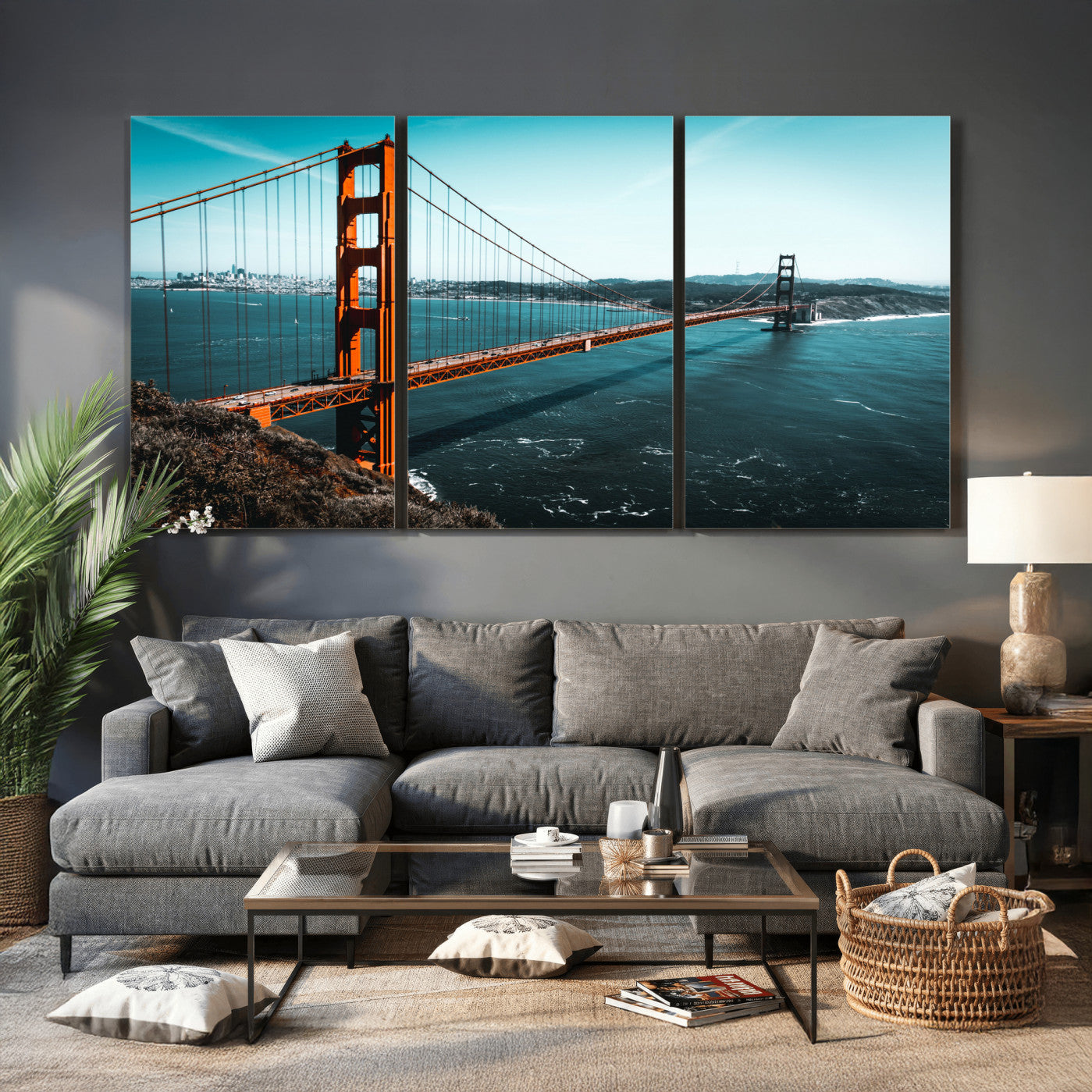 73996404-MGV-CV-36X24 - Golden Gate Bridge Wall Art Canvas Print – San Francisco Landmark Photography Artwork Print for Living Room, Office, and Modern Decor