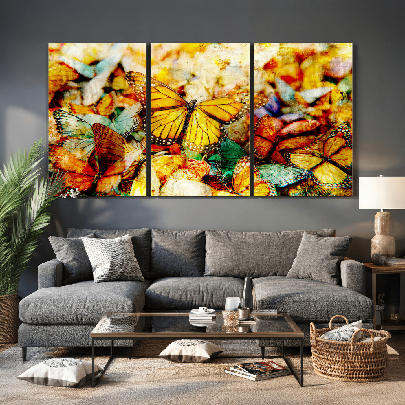 52514054-MGV-CV-36X24 - Butterfly Wall Art Canvas Print – Colorful Abstract Nature Artwork Print for Living Room, Bedroom, and Office Decor