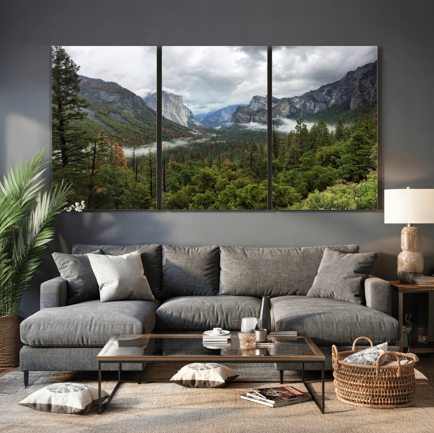 46168759-MGV-CV-36X24 - Yosemite Valley Wall Art Canvas Print, El Capitan Mountain Landscape Nature Wall Decor