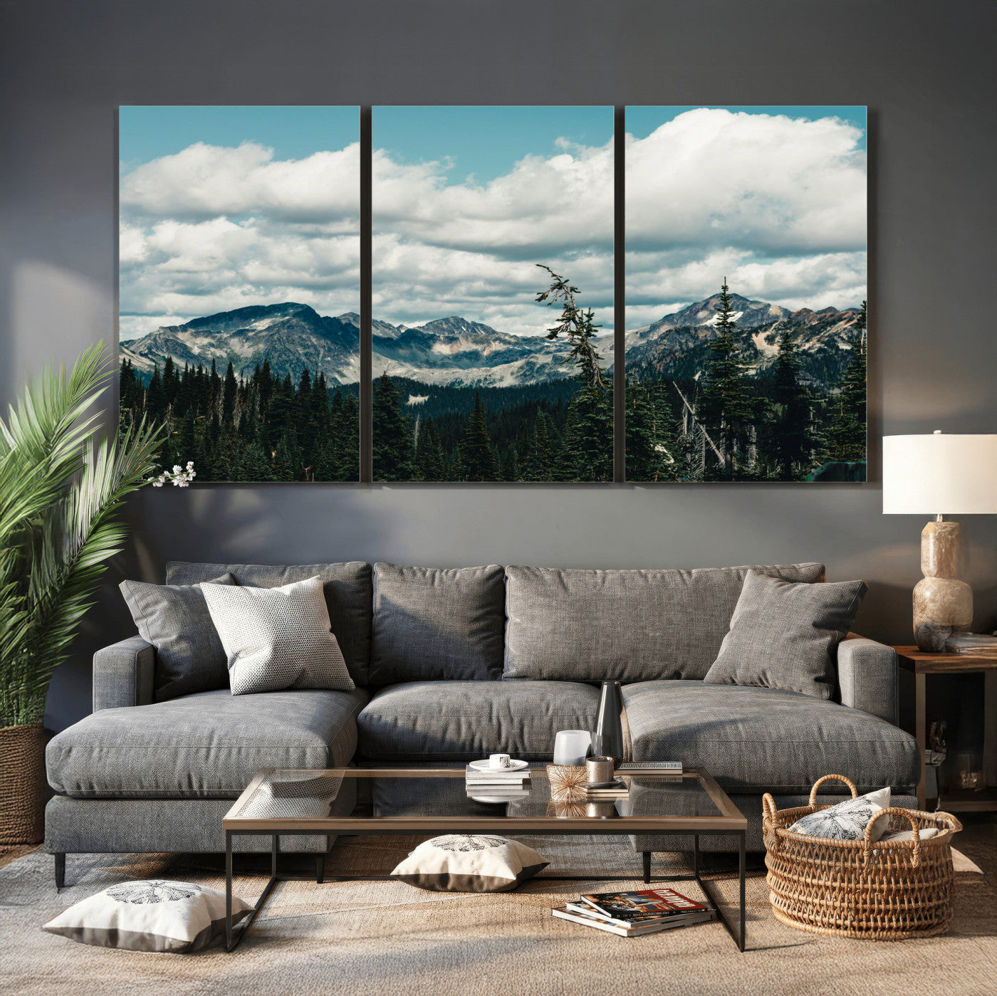 30416773-MGV-CV-36X24 - Mountain Forest Wall Art Canvas Print, Alpine Pine Tree Landscape Photography, Scenic Wilderness Mountain View, Nature Wall Decor