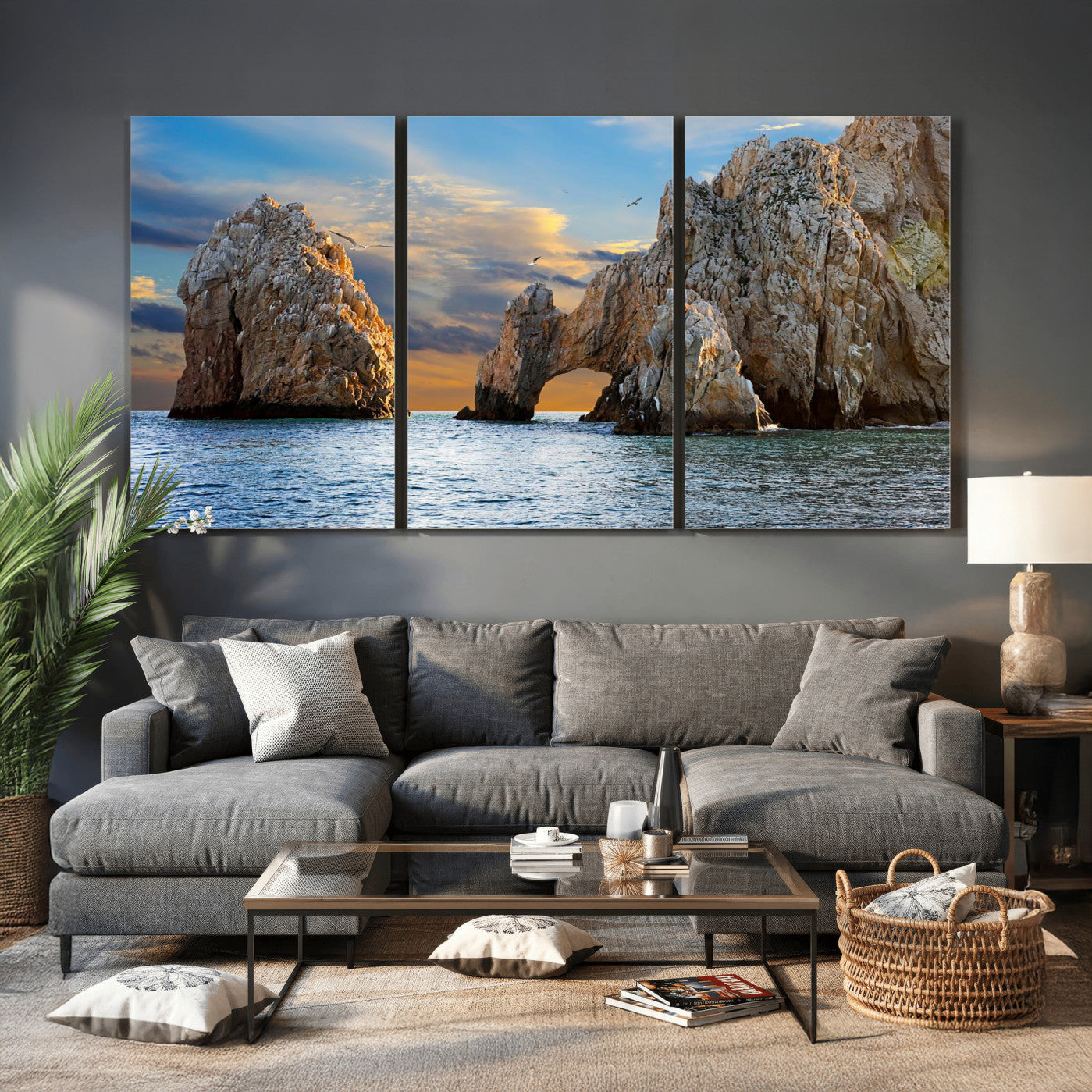 63505689-MGV-CV-36X24 - El Arco Cabo San Lucas Ocean Arch Wall Art Canvas Print, Baja California Rock Arch Seascape Canvas Print, Mexico Coastal Landmark Scenic Art Printing