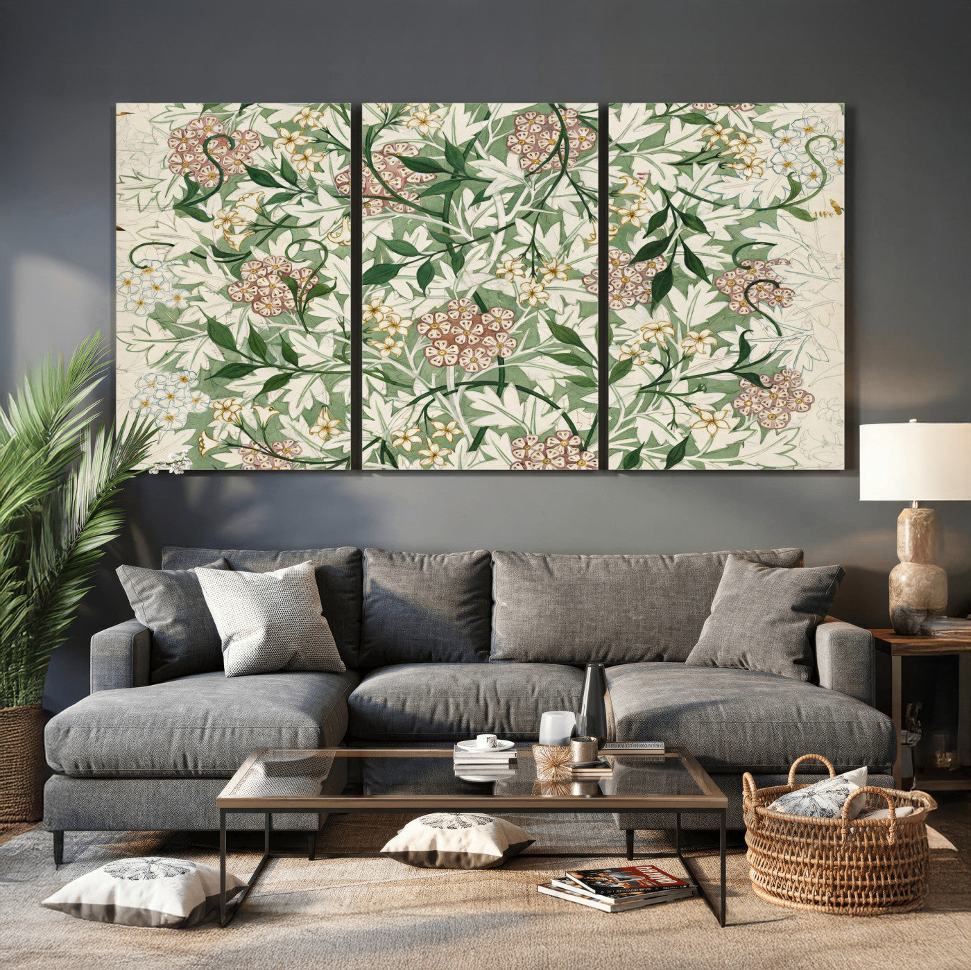 33560597-MGV-CV-36X24 - William Morris Jasmine 1872 Canvas Wall Art — Arts and Crafts Botanical Print | Vintage Green Floral Decor | Cottagecore Gift | Classic Art