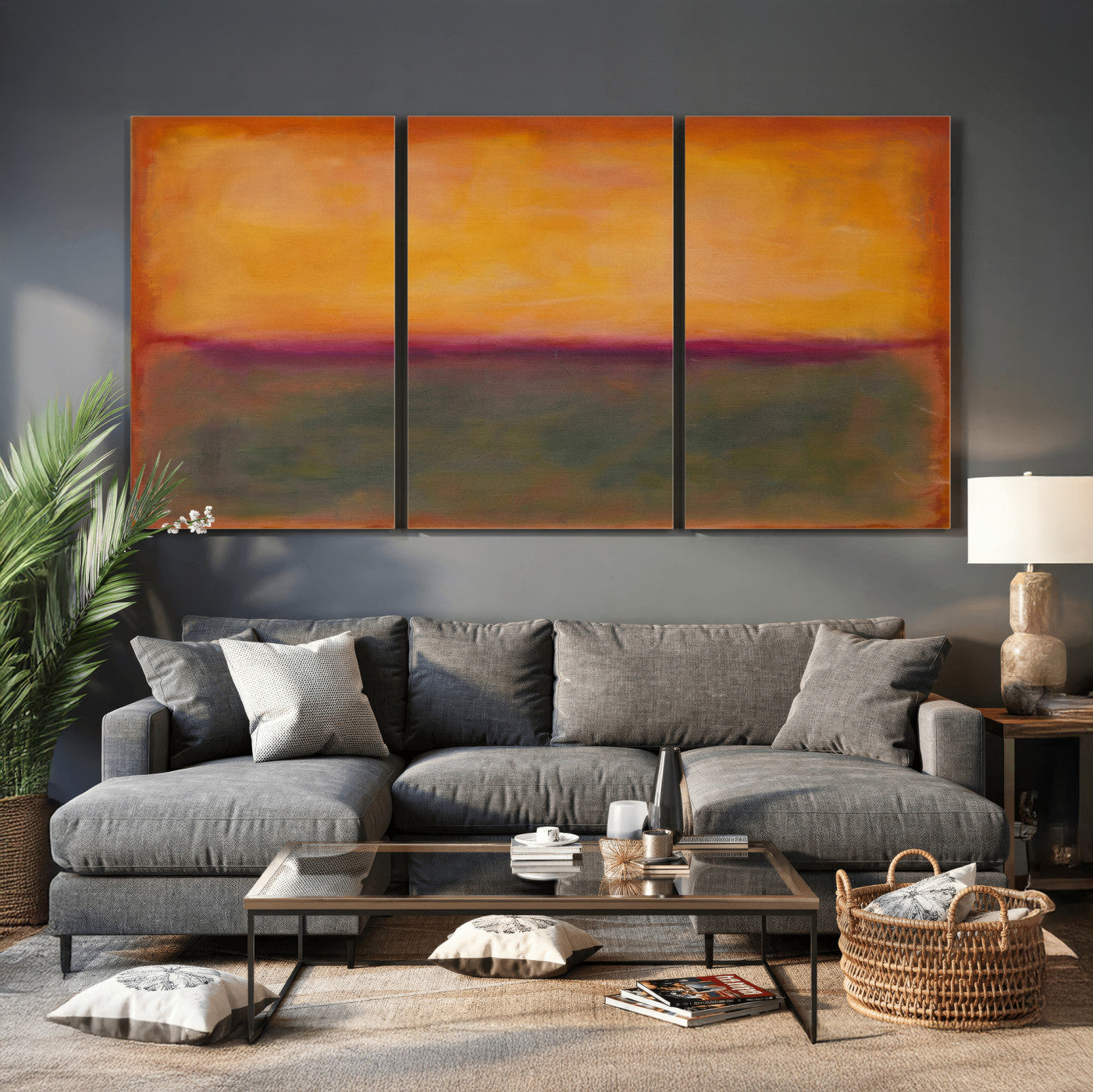 21628300-MGV-CV-36X24 - Abstract Color Field Wall Art Canvas Print, Framed Minimalist Horizon Artwork for Living Room Bedroom Office