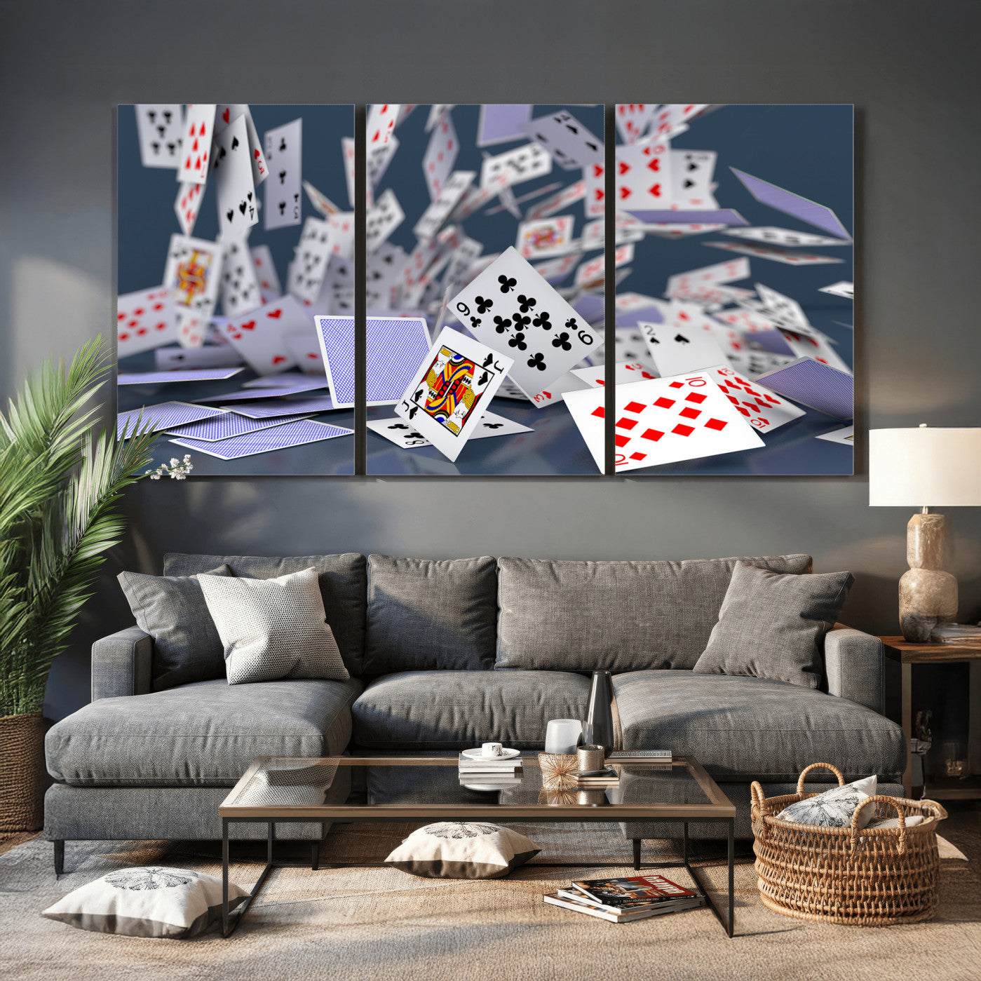 66392185-MGV-CV-36X24 - Playing Cards Canvas Wall Art | Casino Game Room Decor, Poker Decor Art