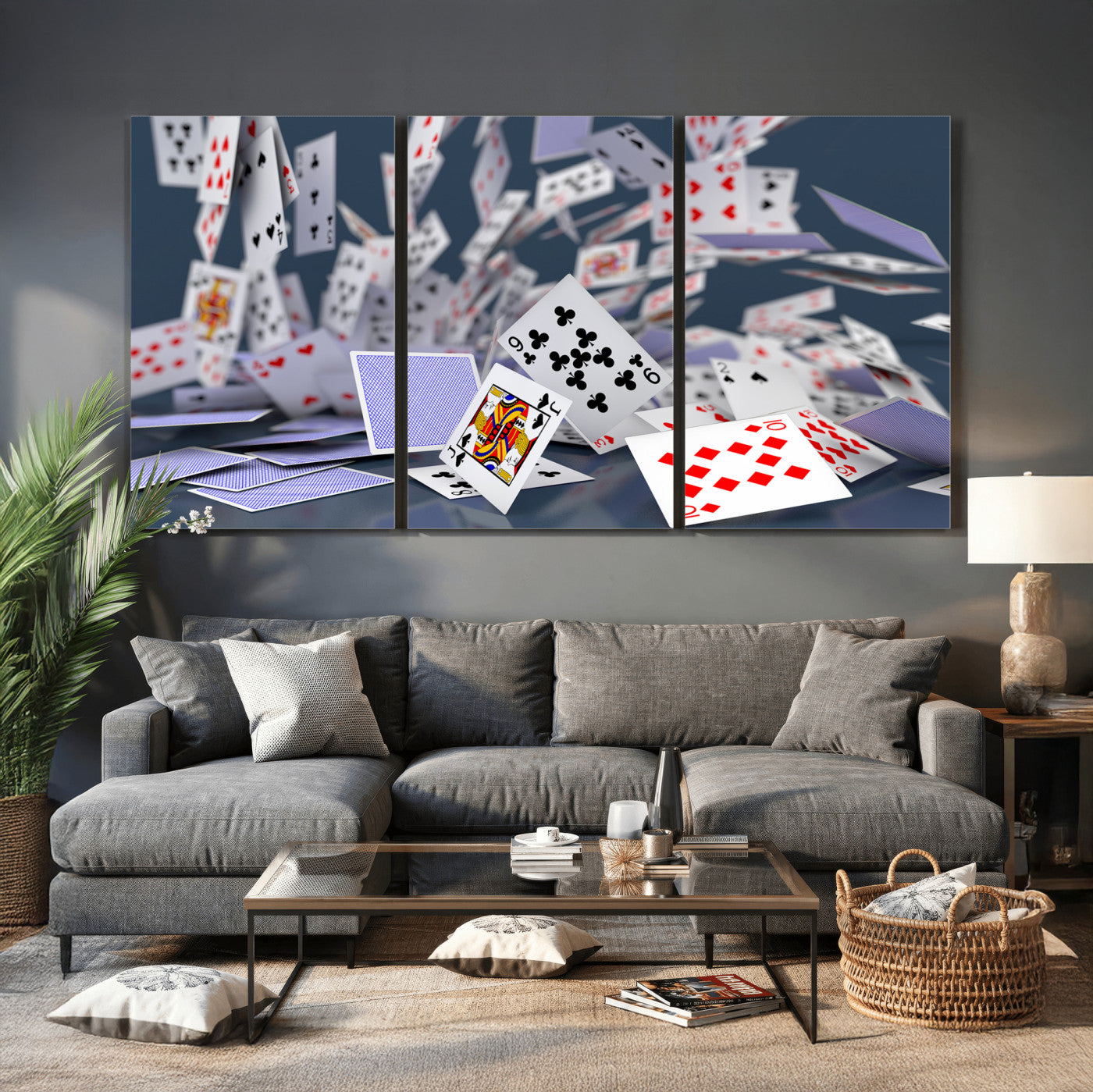 66392185-MGV-CV-36X24 - Playing Cards Canvas Wall Art | Casino Game Room Decor, Poker Decor Art