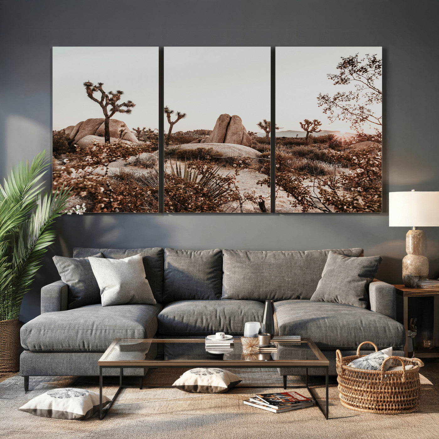 75778944-MGV-CV-36X24 - Joshua Tree Desert Canvas Wall Art Print - Desert Landscape Photography, Boho Southwest Wall Decor, Nature Canvas - Ready to Hang