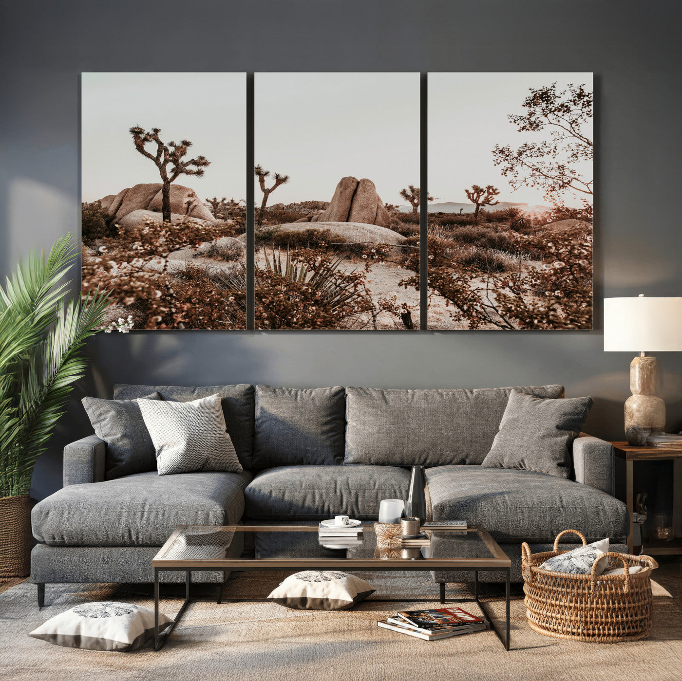 75778944-MGV-CV-36X24 - Joshua Tree Desert Canvas Wall Art Print - Desert Landscape Photography, Boho Southwest Wall Decor, Nature Canvas - Ready to Hang