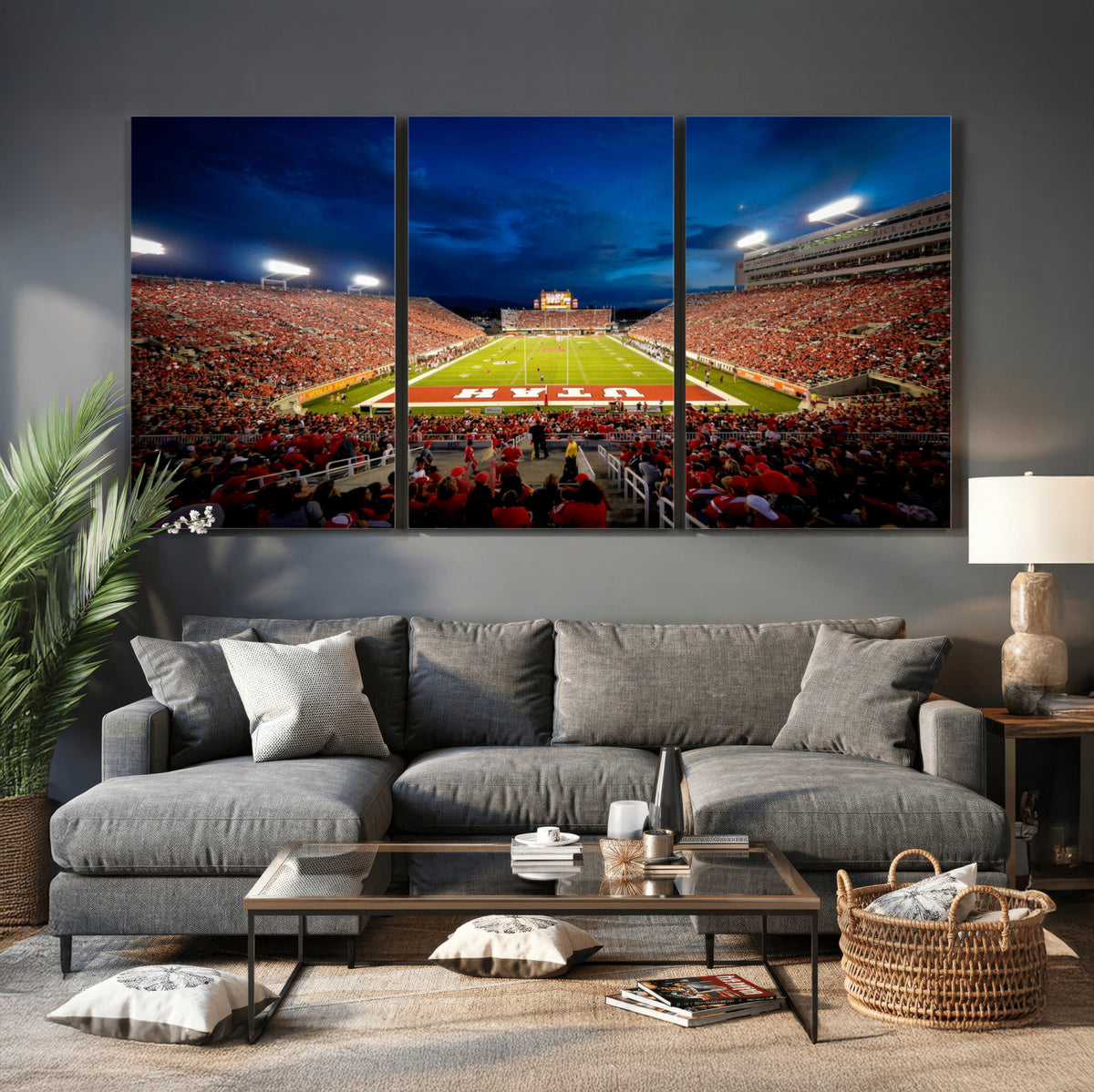 74019251-MGV-CV-36X24 - Rice-Eccles Stadium Wall Art Canvas Print - Utah Salt Lake City Stadium Print