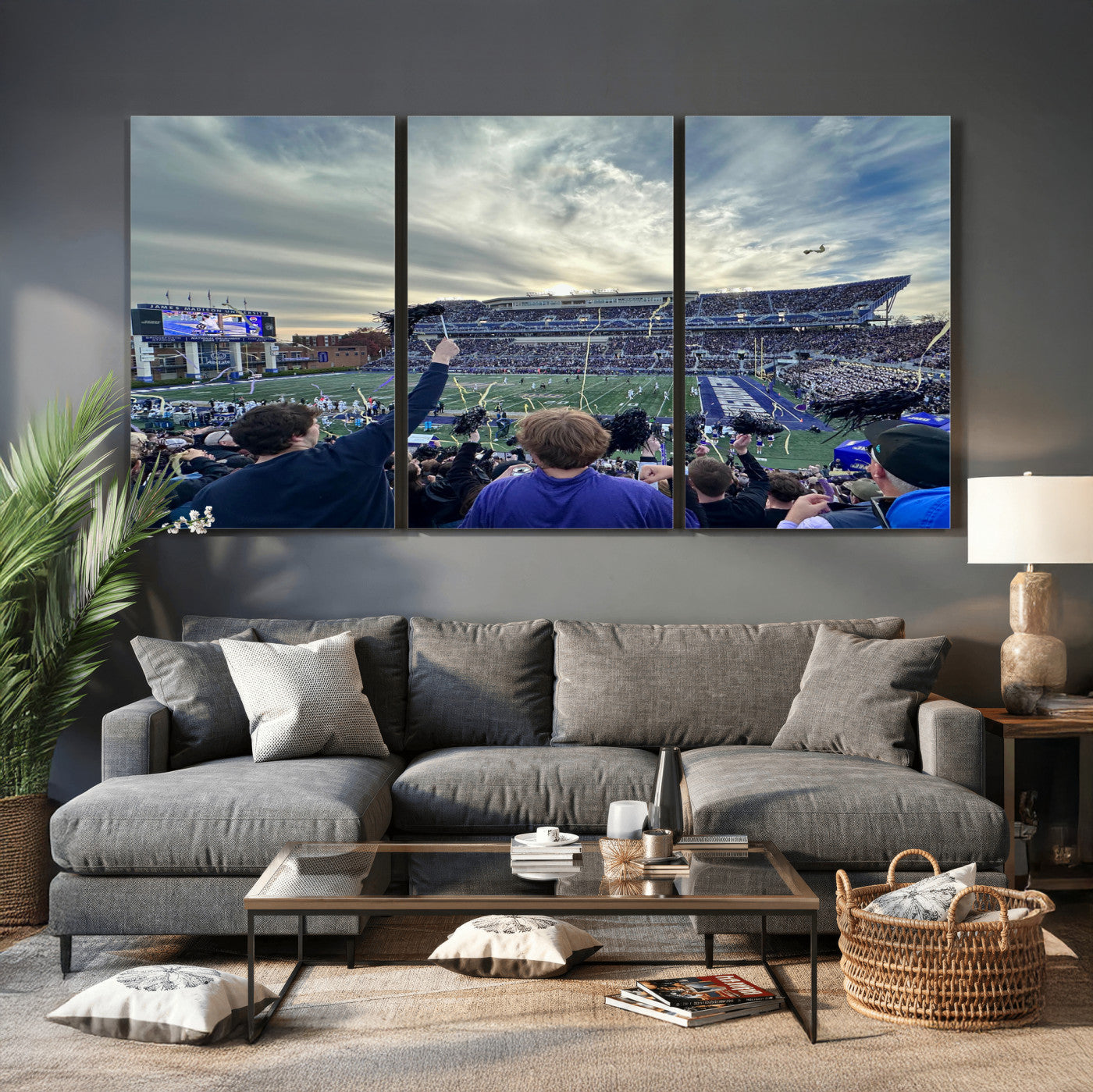 400867JMU-MGV-CV-36X24 - JMU Stadium Wall Art Canvas Print for Game Room Decor - James Madison University Stadium
