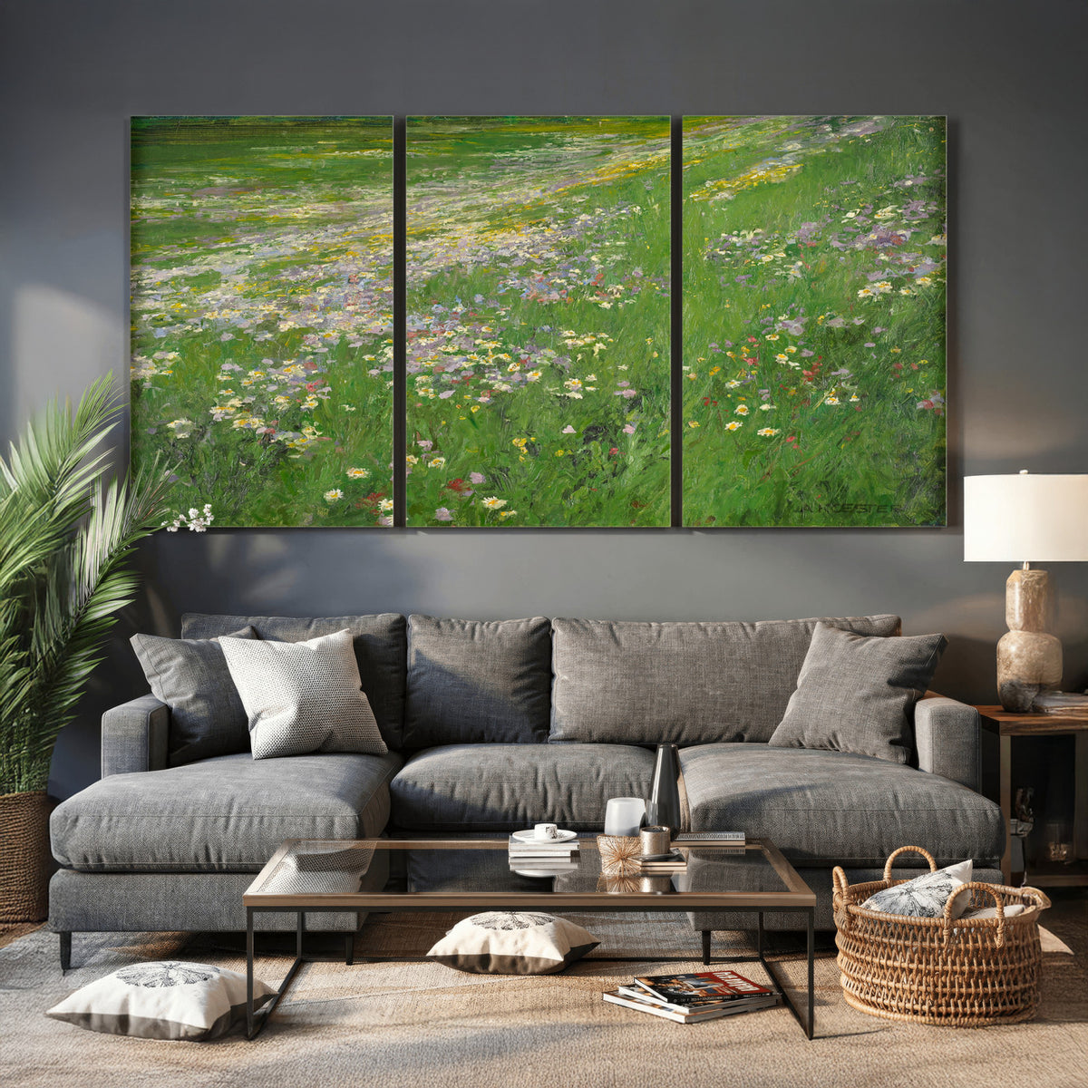 63535040-MGV-CV-36X24 - Alexander Koester Flower Meadow Canvas Wall Art, Vintage Landscape Print