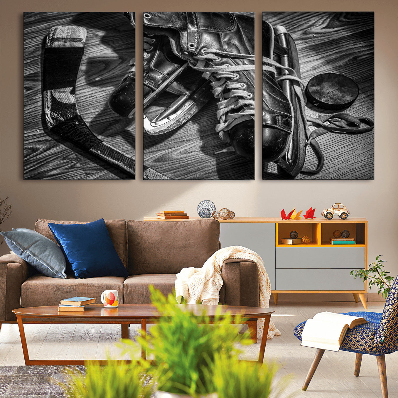 20553-MGV-CV-36X24-Old Pair of Mens Skates Wall Art Canvas, Men Skates Wall Art Print