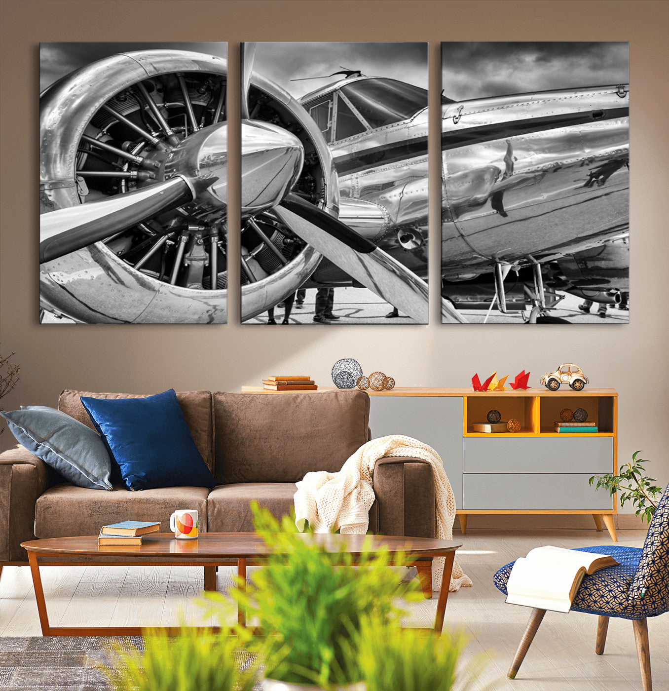 40672-MGV-CV-36X24-Vintage Antique Airplane Wall Art Canvas Print