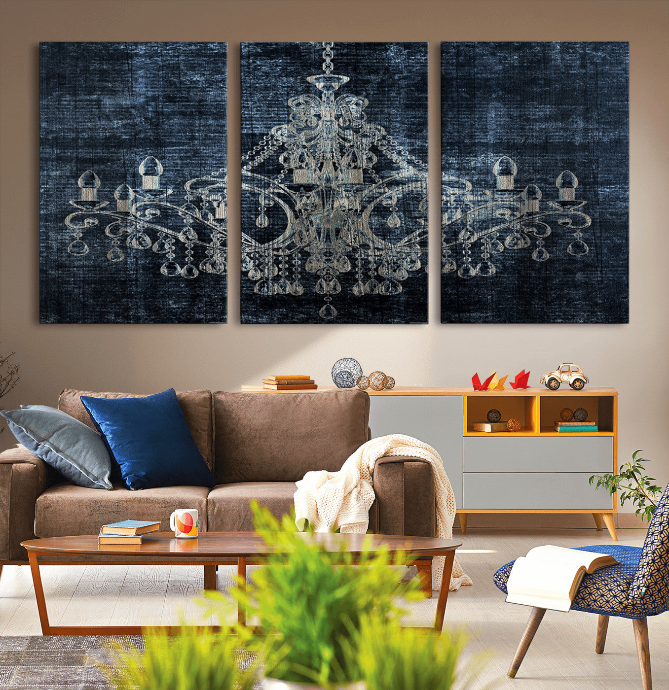 -Dark Chandelier Wall Art Canvas Print