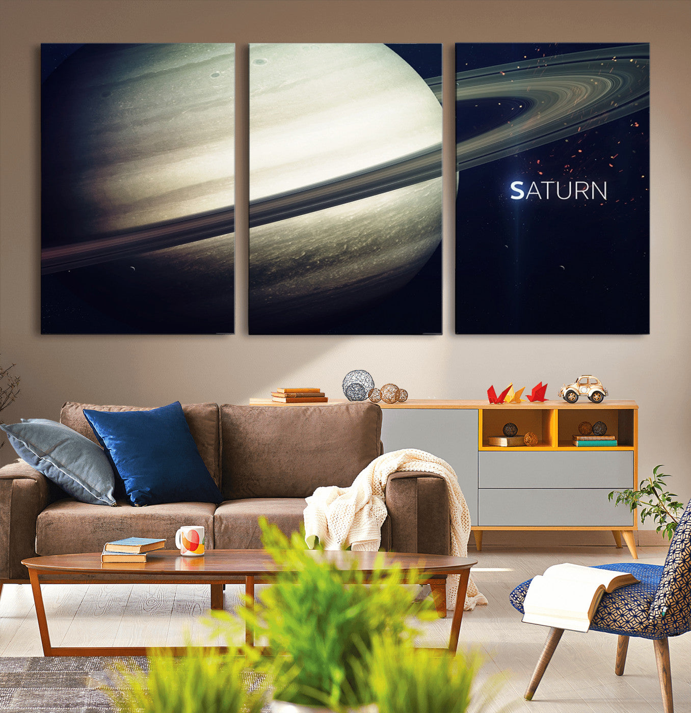 -Framed Saturn Wall Art Canvas Print