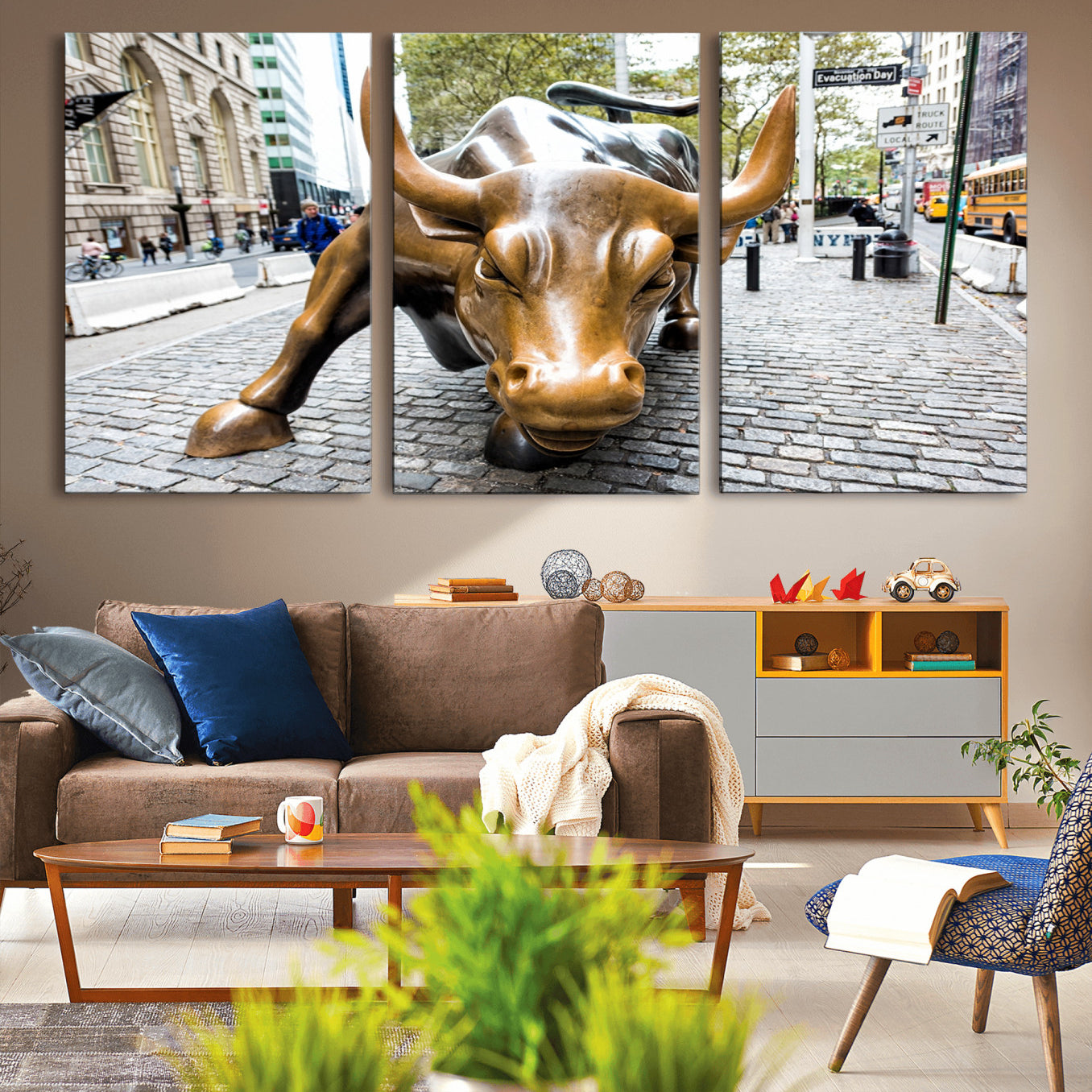 -Charging Bull Wall Art Canvas Print