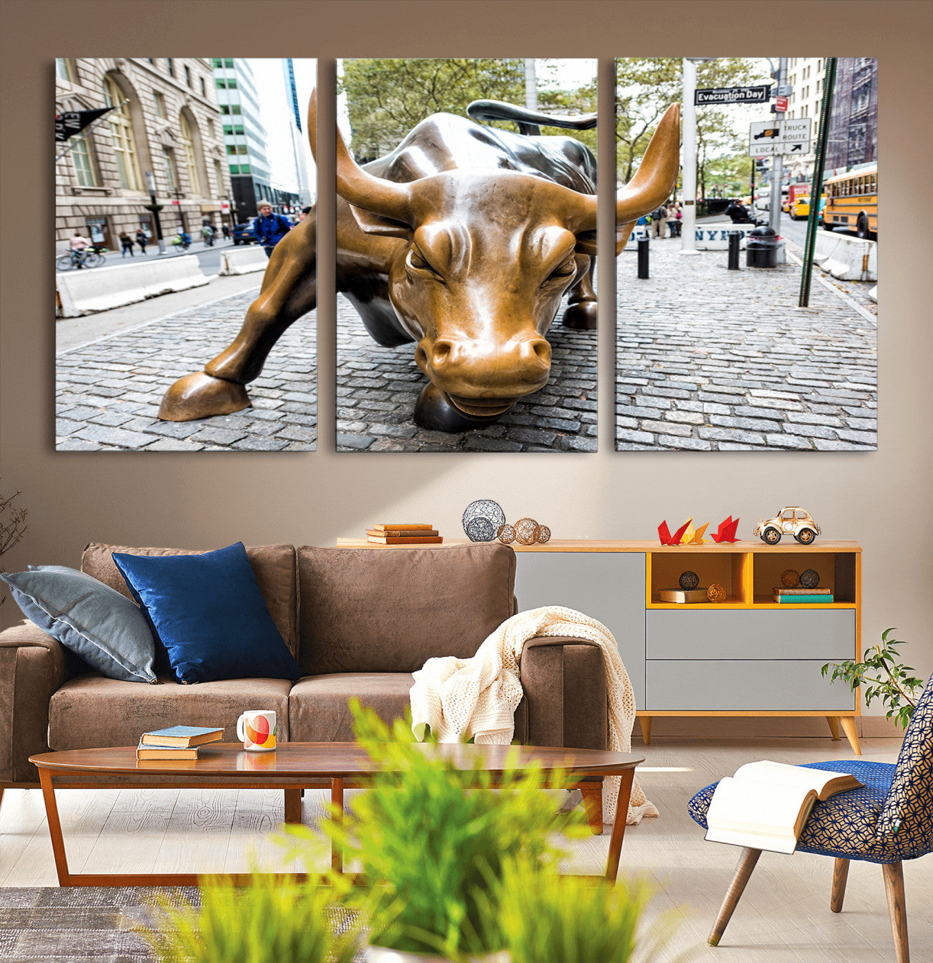 -Charging Bull Wall Art Canvas Print