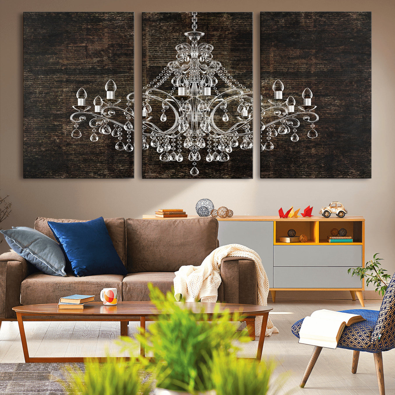 69434-MGV-CV-60X30-3P-Rustic Chandelier Canvas Print