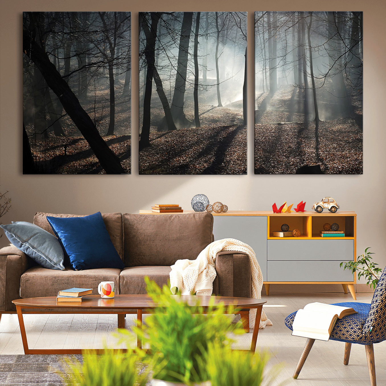-Dark Family and Tree Wall Art Canvas Print