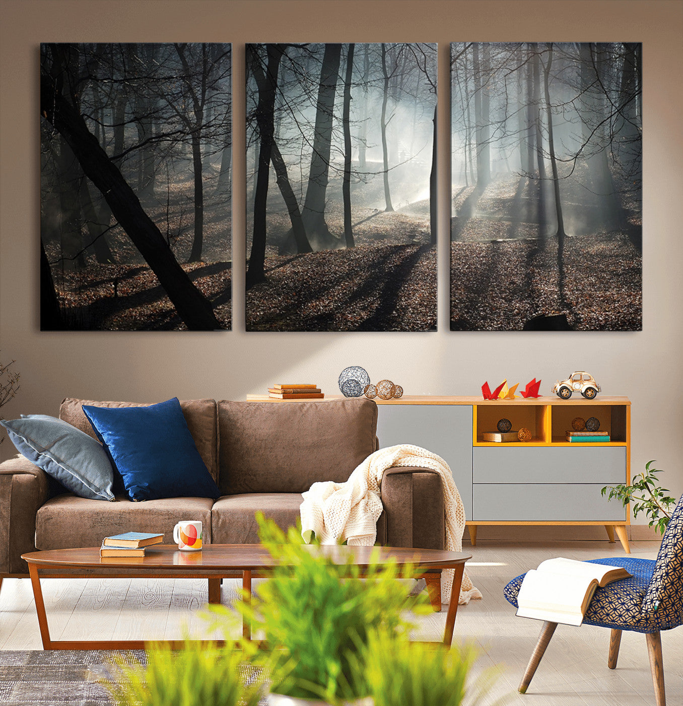 -Dark Family and Tree Wall Art Canvas Print