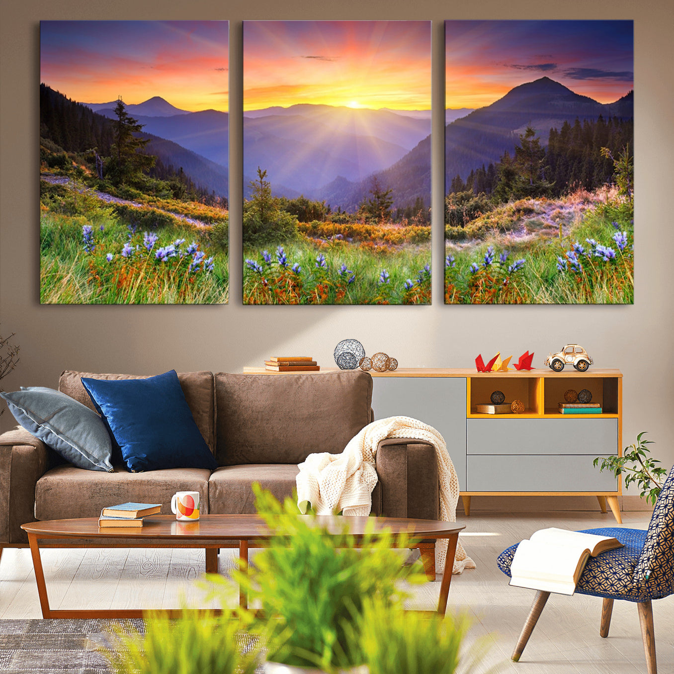 -Mountain and Spring Wall Art Canvas Print