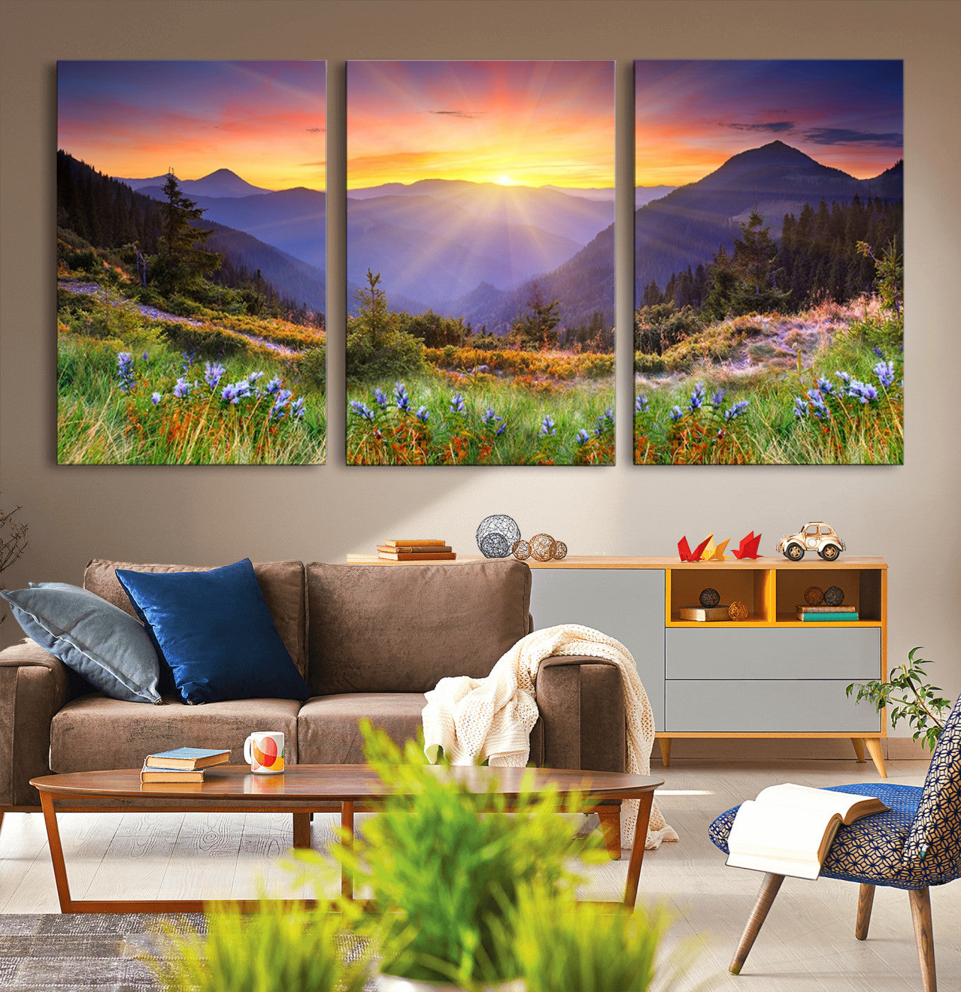 -Mountain and Spring Wall Art Canvas Print